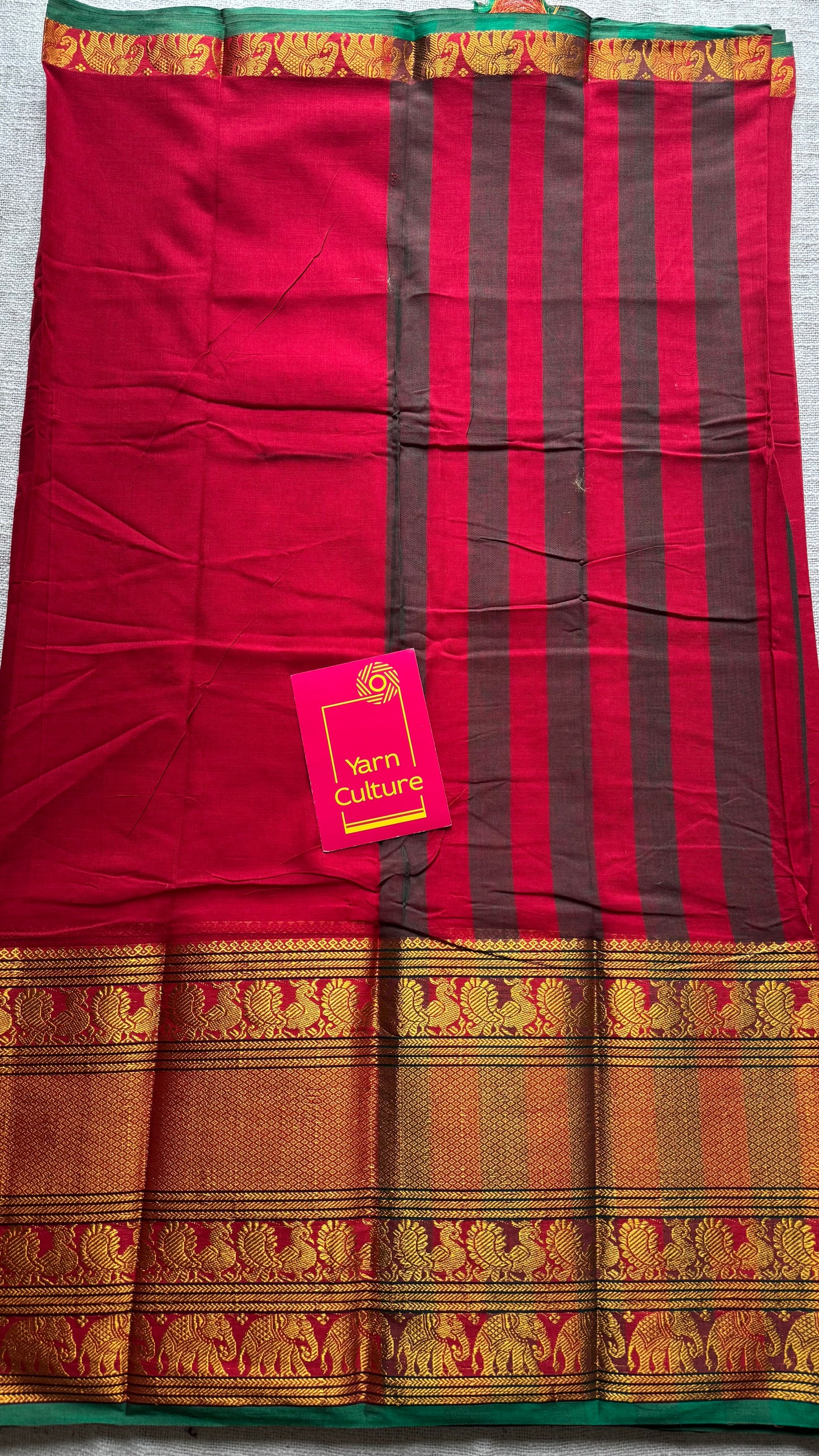 Red with broad zari border, premium narayanpet, soft cotton - YCWOTDFEBB07