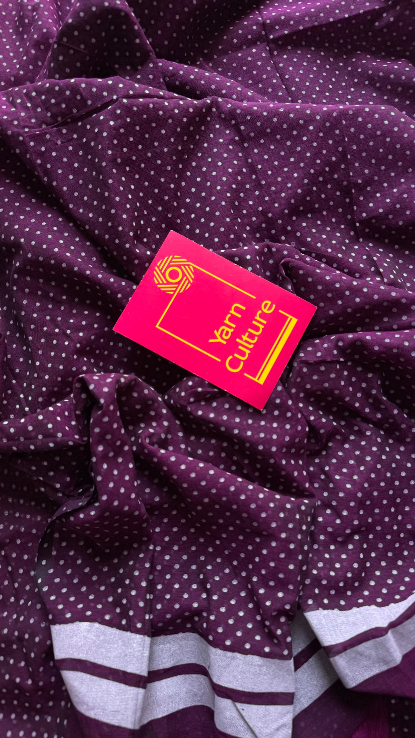 Purple with white polka dots mul cotton saree - YCBCMCAP49