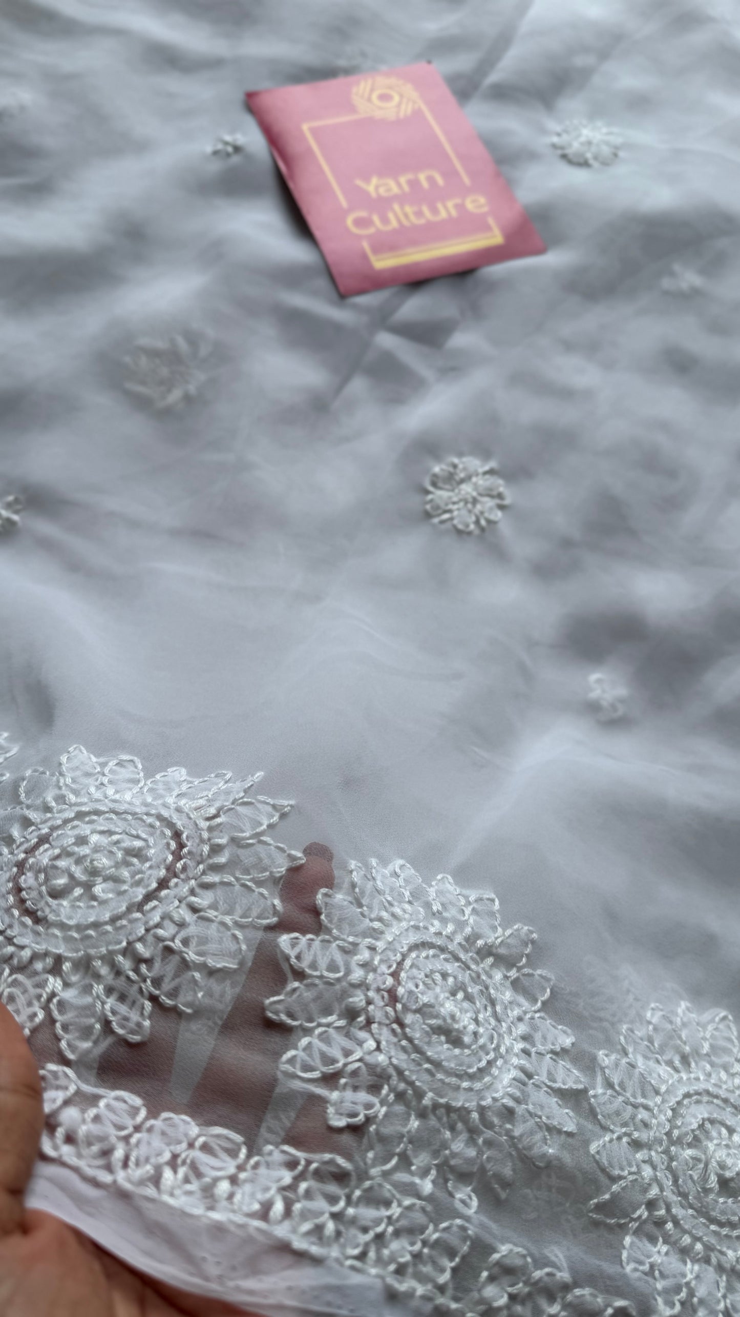 Noor-e-Safa (radiance of purity) - White Chikankari, georgette YCSLCJULCK06