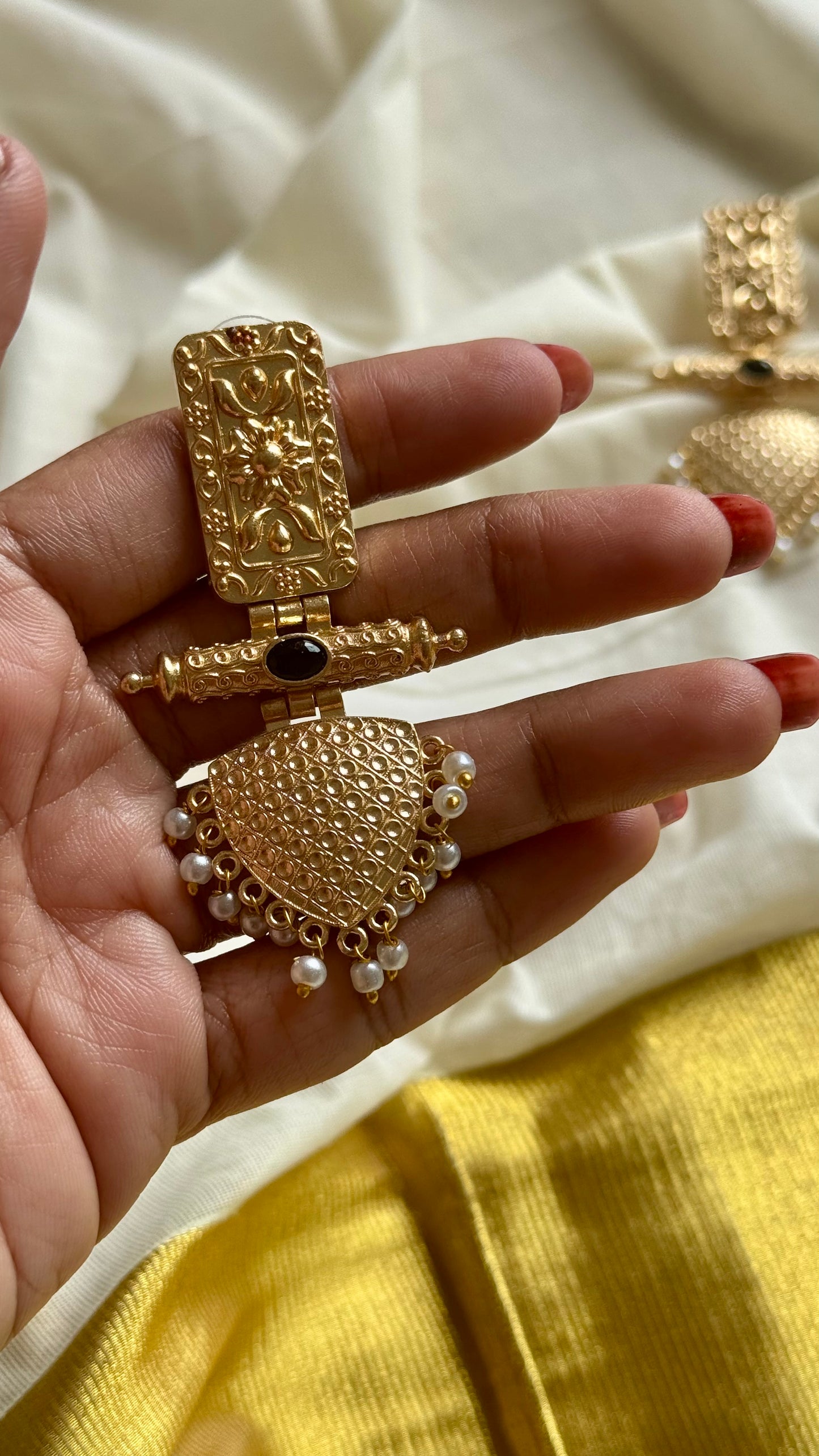 Gold plated dangler earrings, multiple colours - YCGPED176