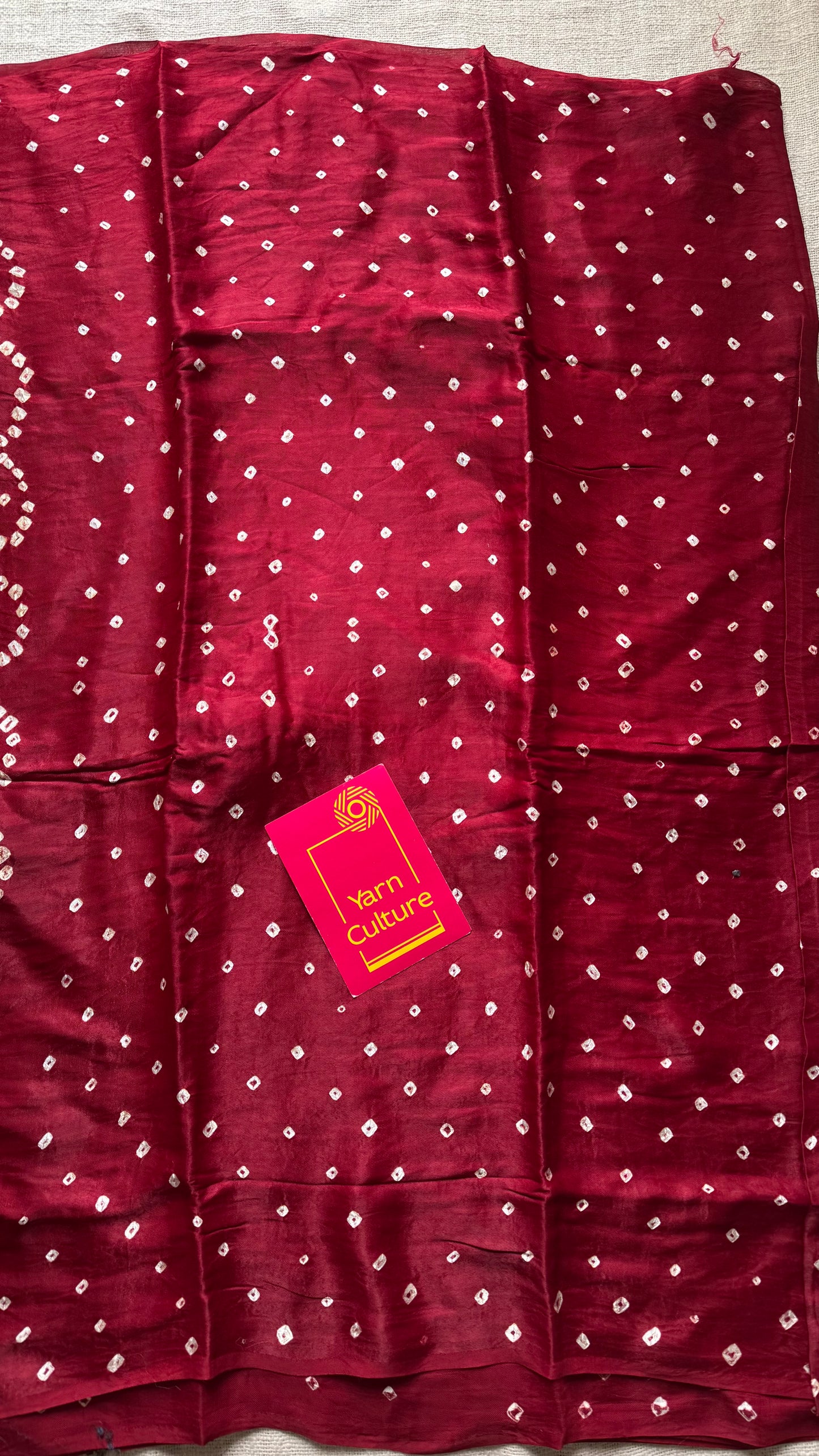 Maroon crushed bandhani modal silk with lagdi patta (zari pallu) - YCDESE31
