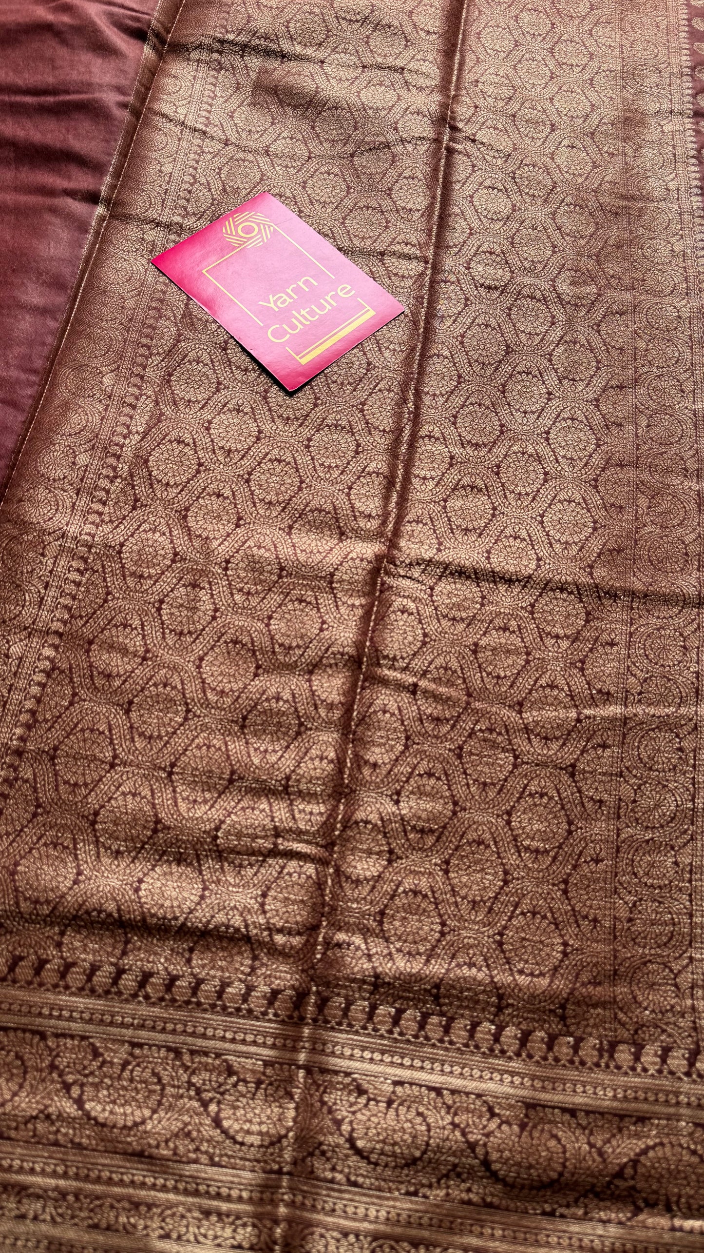 Mocha - Dark brown, antique gold zari, Banarasi semi georgette - YCBLFEGAGZ15