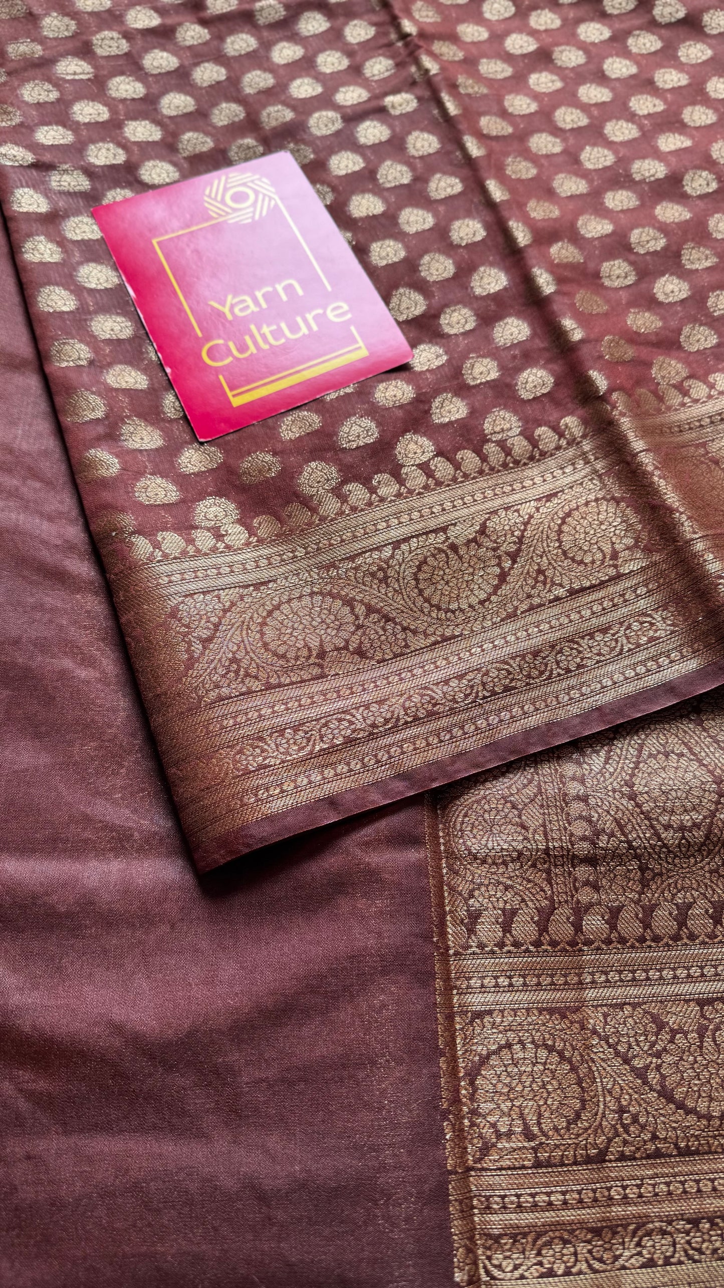 Mocha - Dark brown, antique gold zari, Banarasi semi georgette - YCBLFEGAGZ15