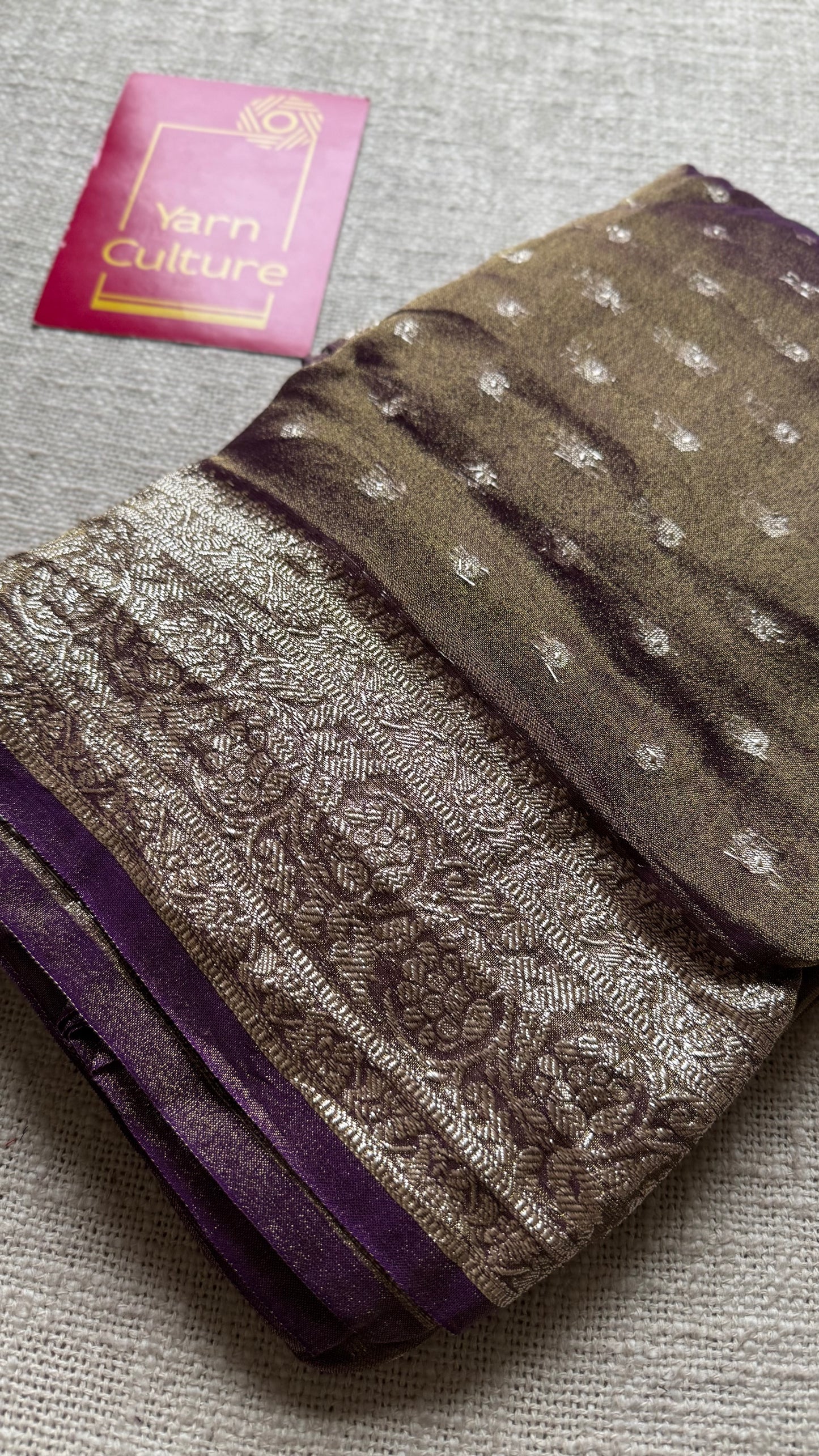 Purple brown with gold double tone, soft crushed tissue, thread zari - YCDOSFEJUTB11