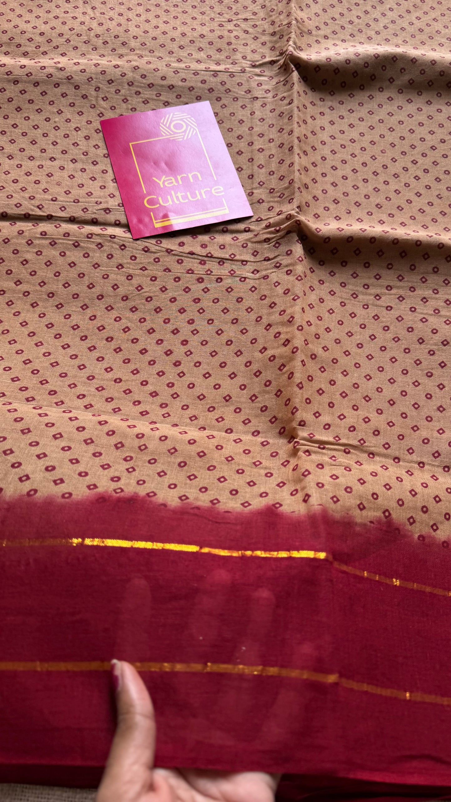 Sandal with red, printed sungudi, madurai cotton - YCCOTNOCSC18