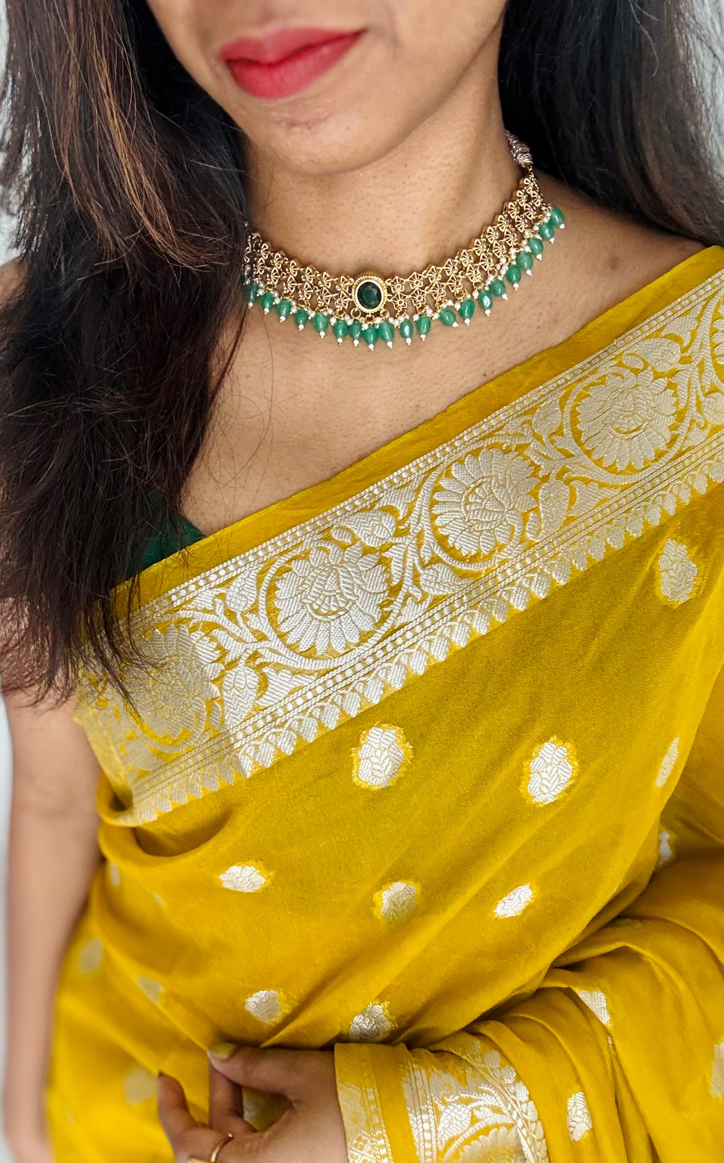 Jadau kundan choker neckpiece with earrings - YCAGNP268