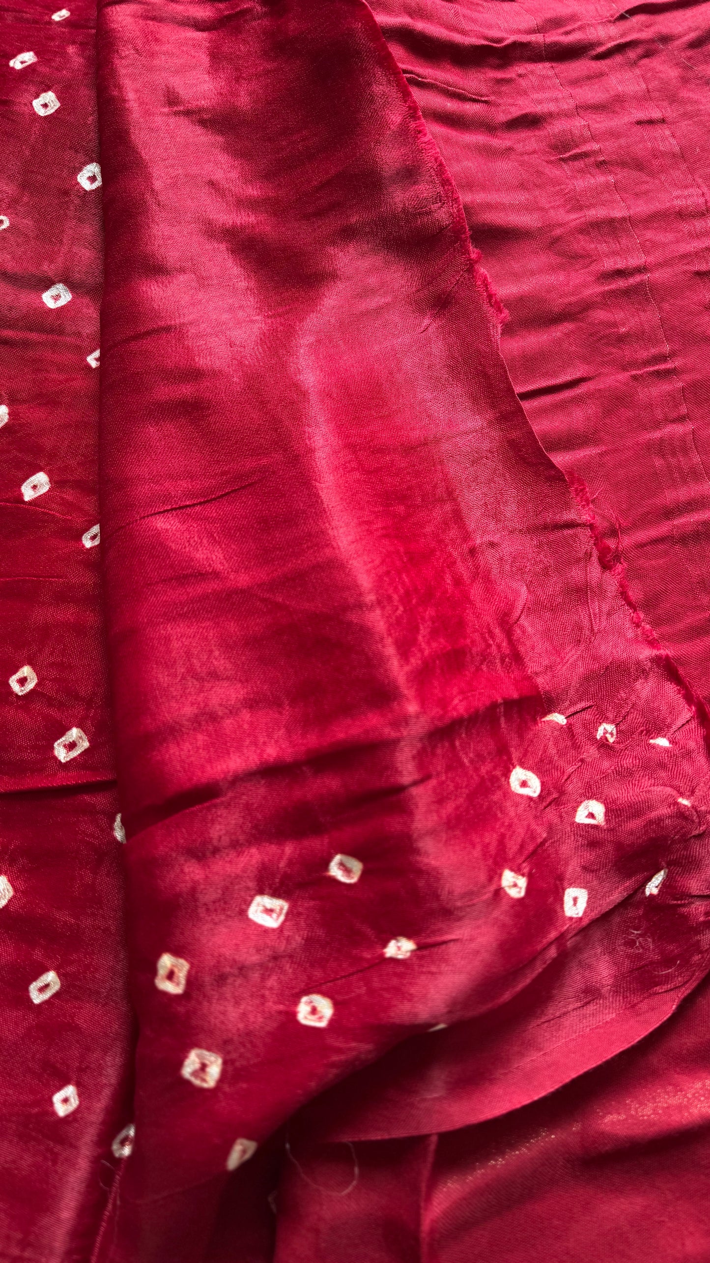 Maroon crushed bandhani modal silk with lagdi patta (zari pallu) - YCDESE31
