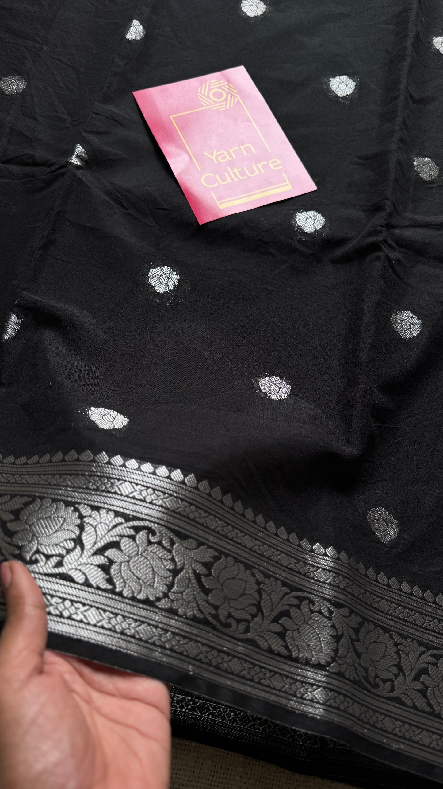 Black silver zari, Banarasi semi chiffon