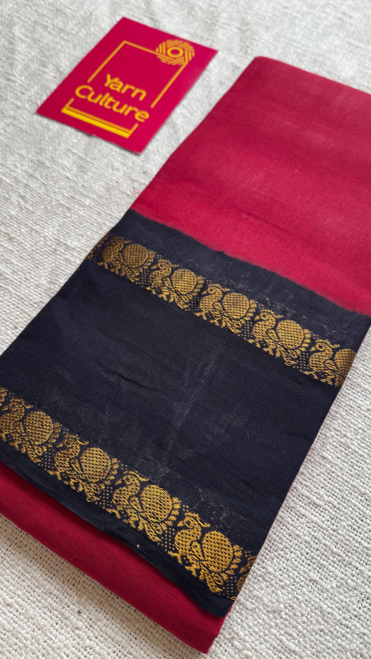 Carmine red and black, rettaipettu peacock double border, madurai soft cotton - YCCOTNAURS4