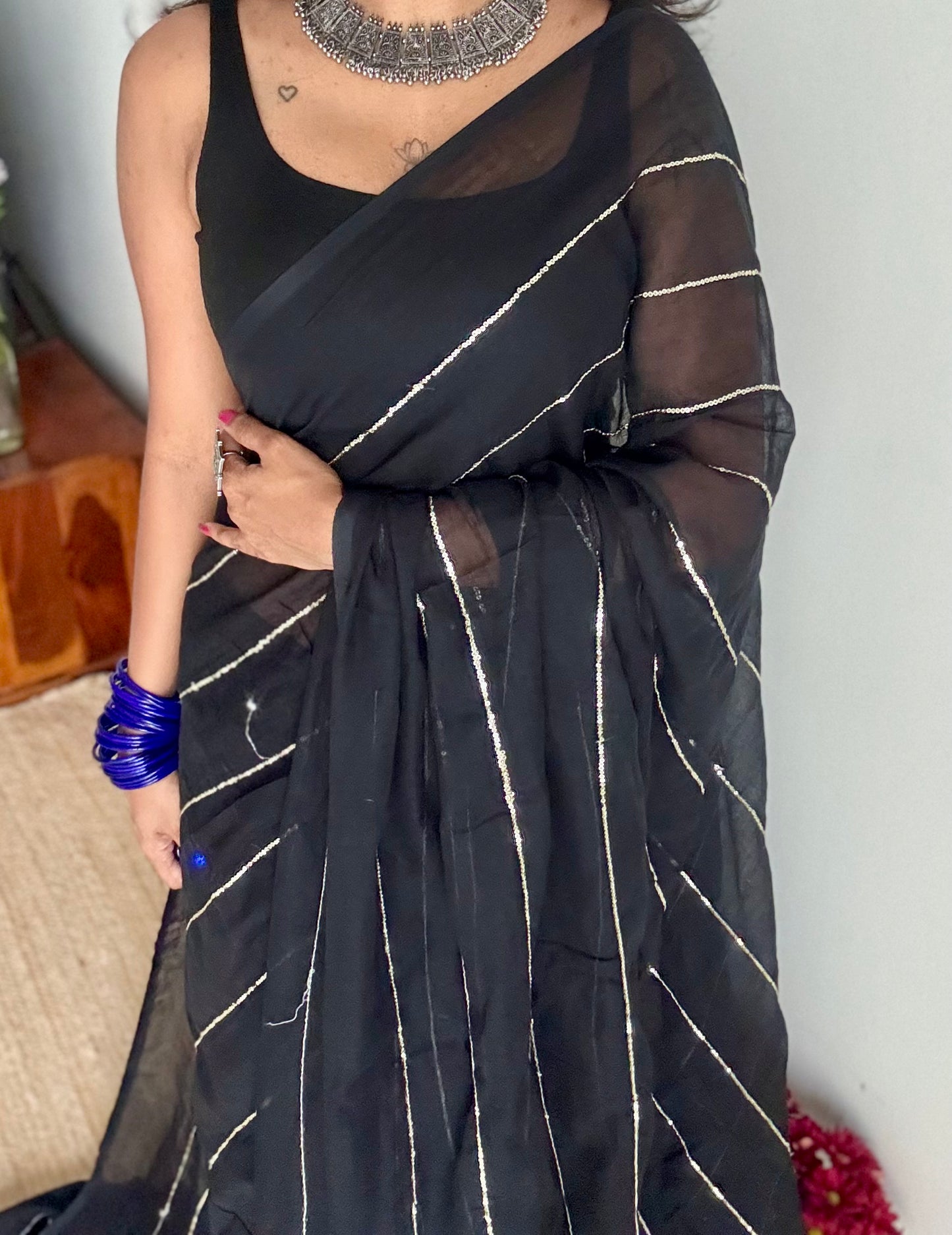 Black mul with silver sequins - YCBCMCLSE59
