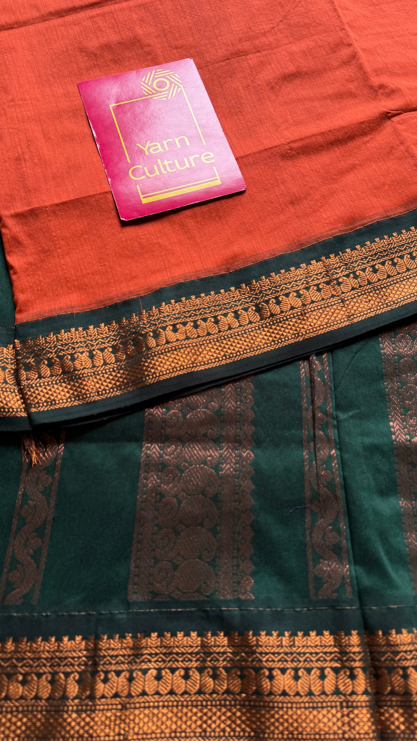 Orange with dark green - cotton silk - YCCOTNSEKCS04