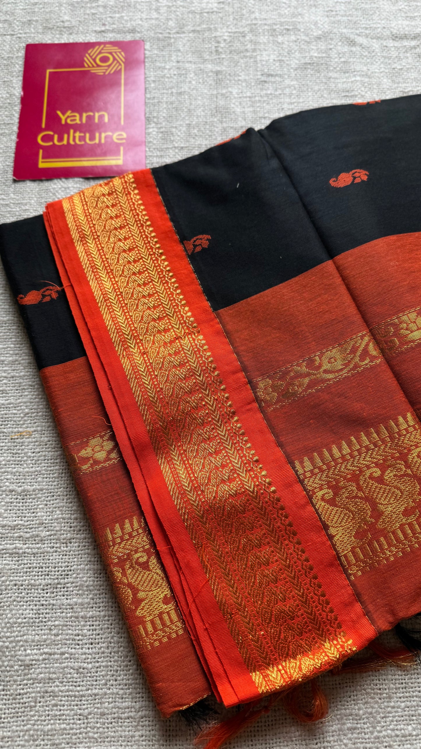 Black with orange - cotton silk - YCCOTNSEKCS07