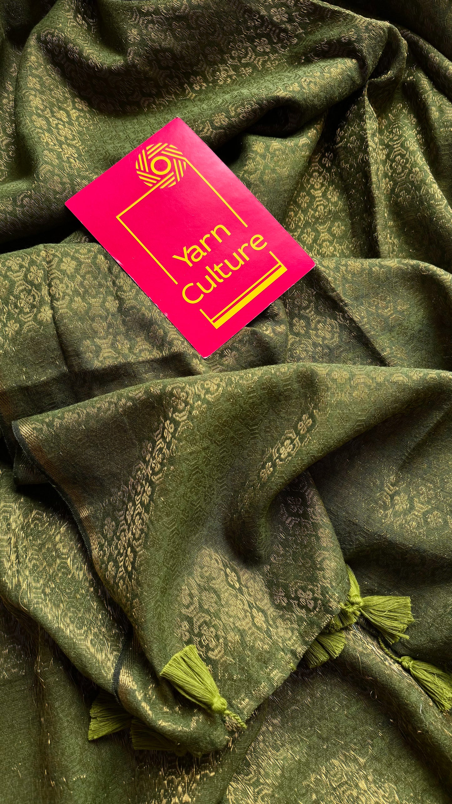 Green and gold brocade pattern in mul - YCBCFEJUBM03