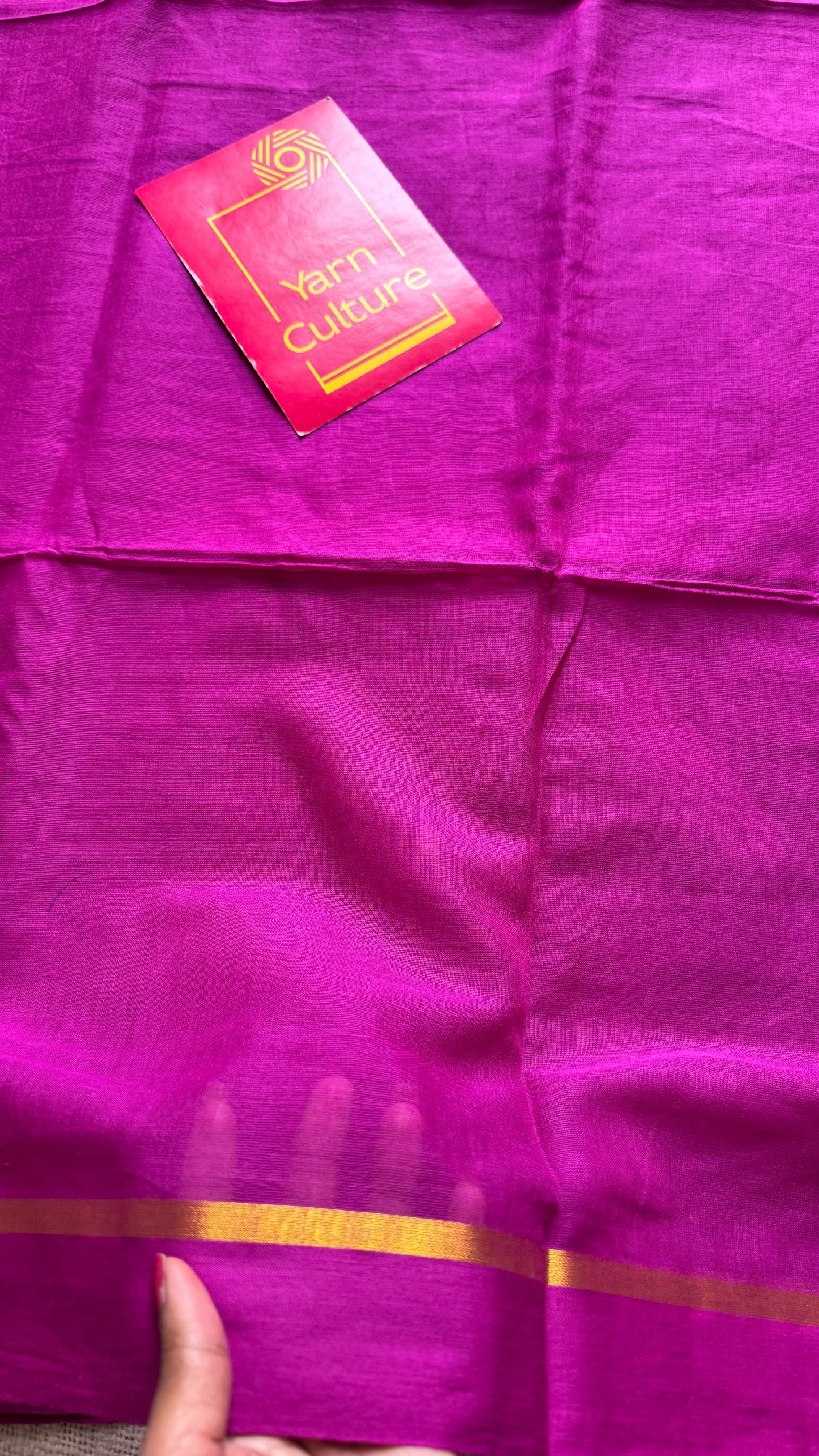 Purple pink mul, thin antique gold zari gap border - YCBCMCLSE39