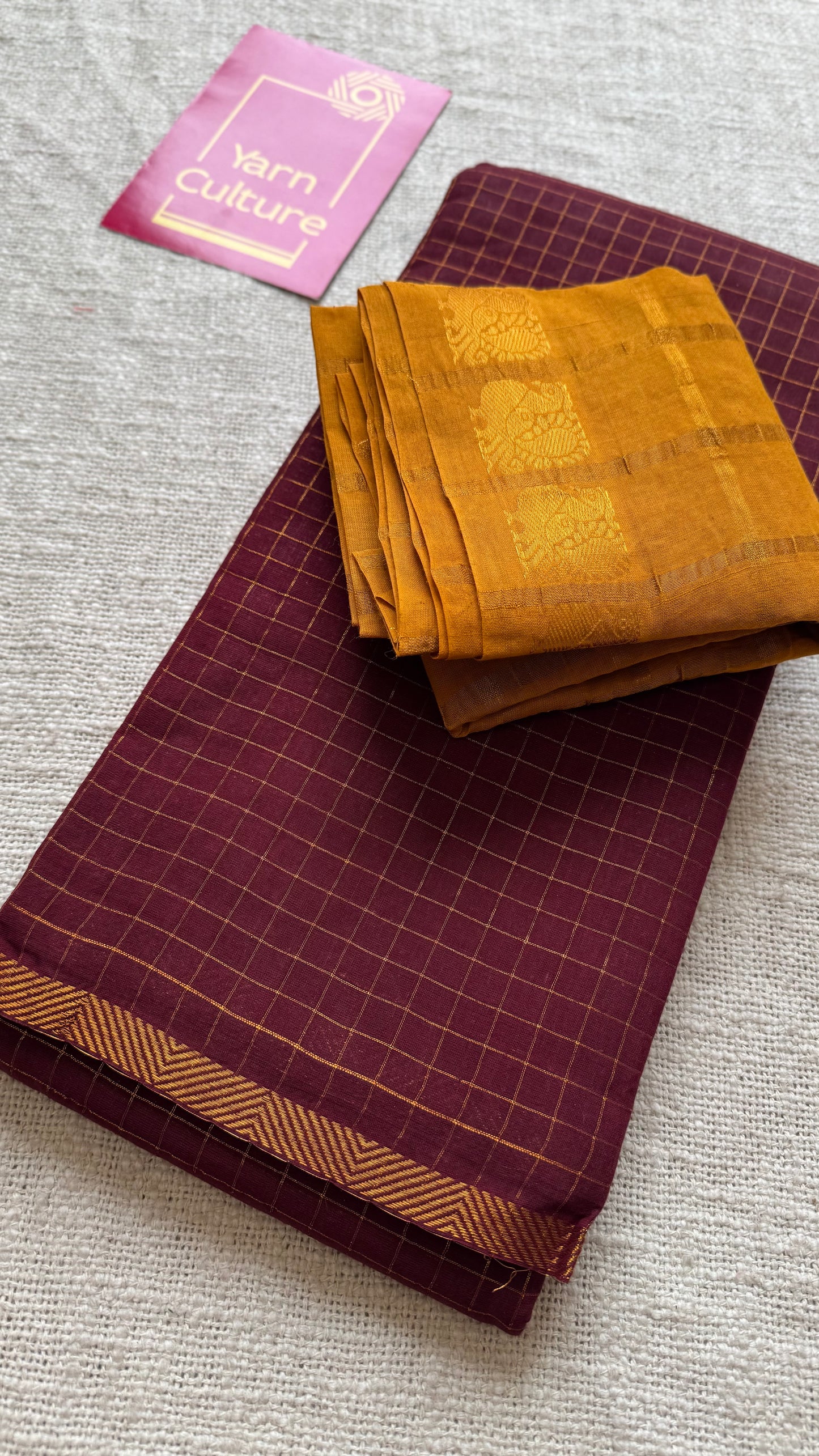 Maroon mini kattam (checks), soft Madurai cotton - YCCOTNJULMCS19