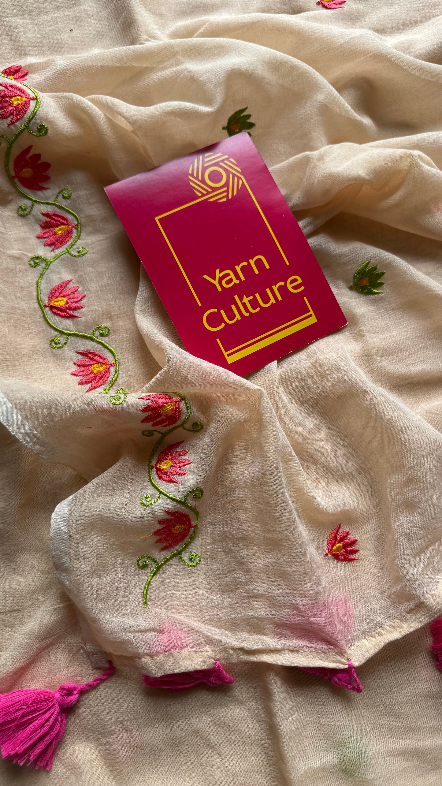 Sandal with lotus embroidery, mul cotton - YCBCJULSC04