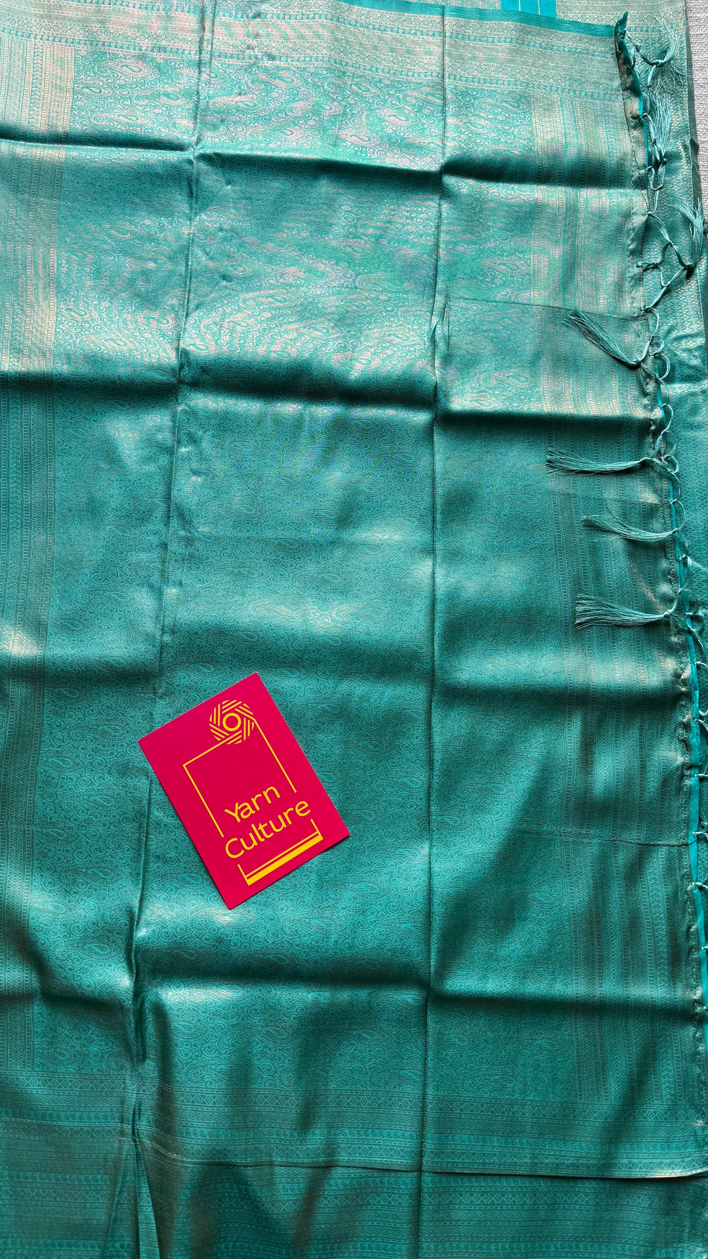 Firozi blue, antique gold zari, semi -silk - YCDOSOCSS03