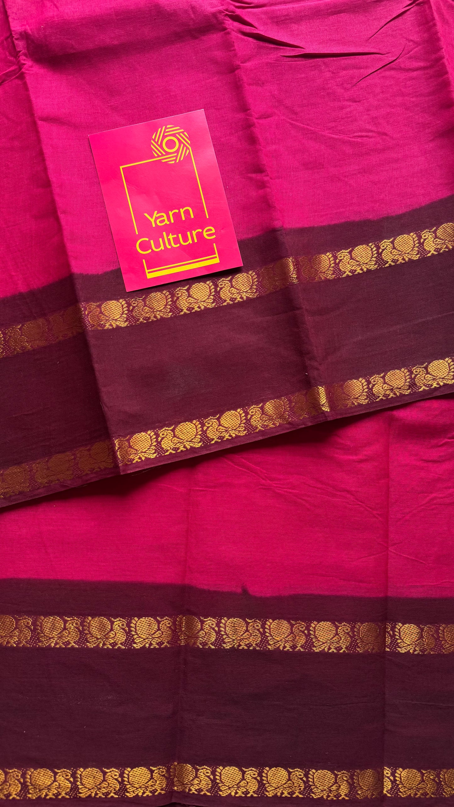 Dark pink with dark maroon sungudi, kattuchayam dyed, madurai cotton - YCCOTNOCSC14
