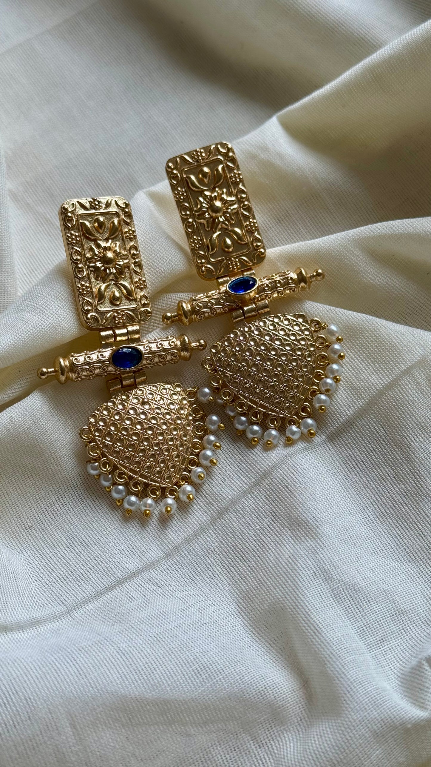 Gold plated dangler earrings, multiple colours - YCGPED176