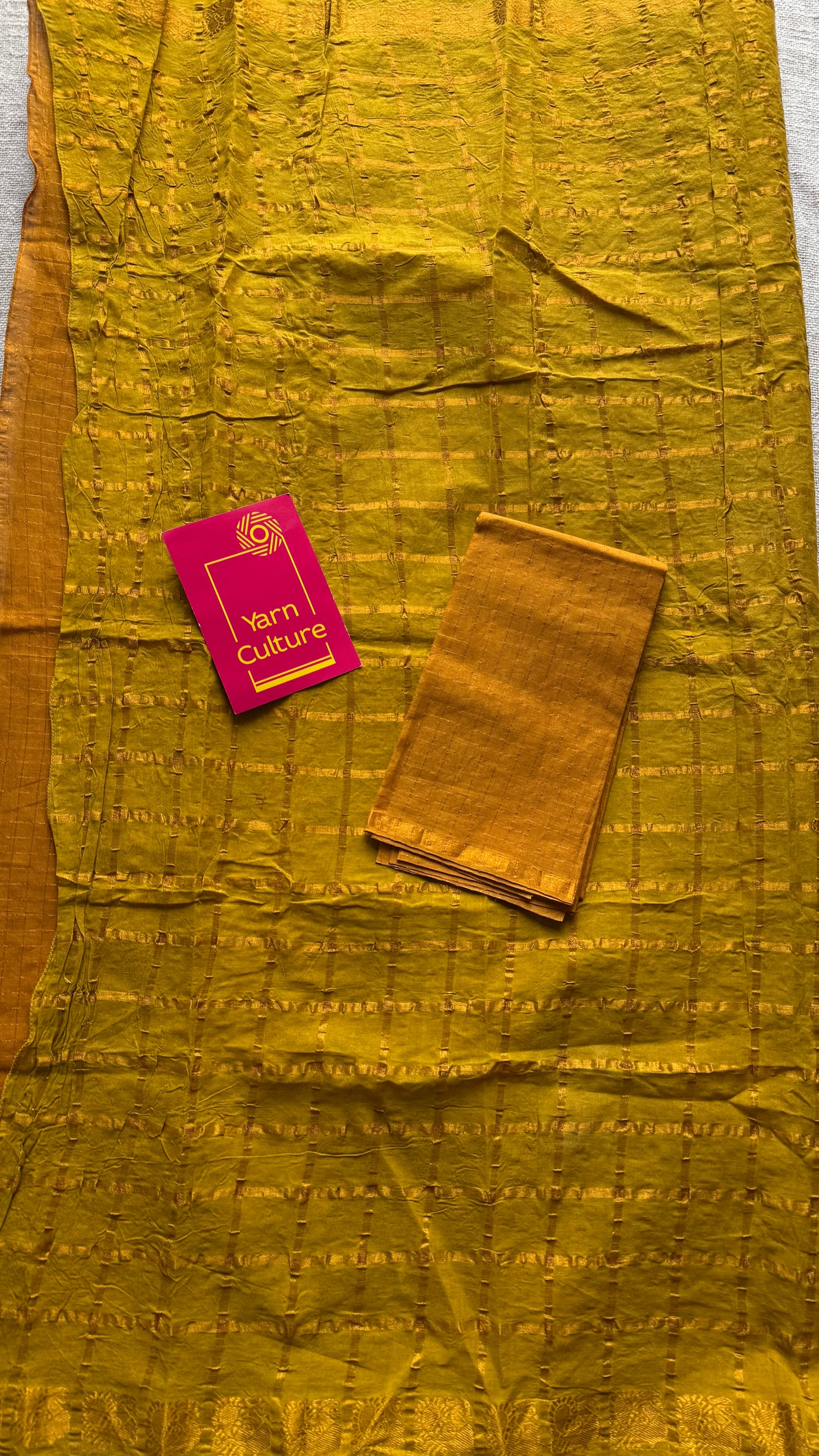 Light green with turmeric yellow, sungudi cotton half-half saree - YCCOTNMSFE369