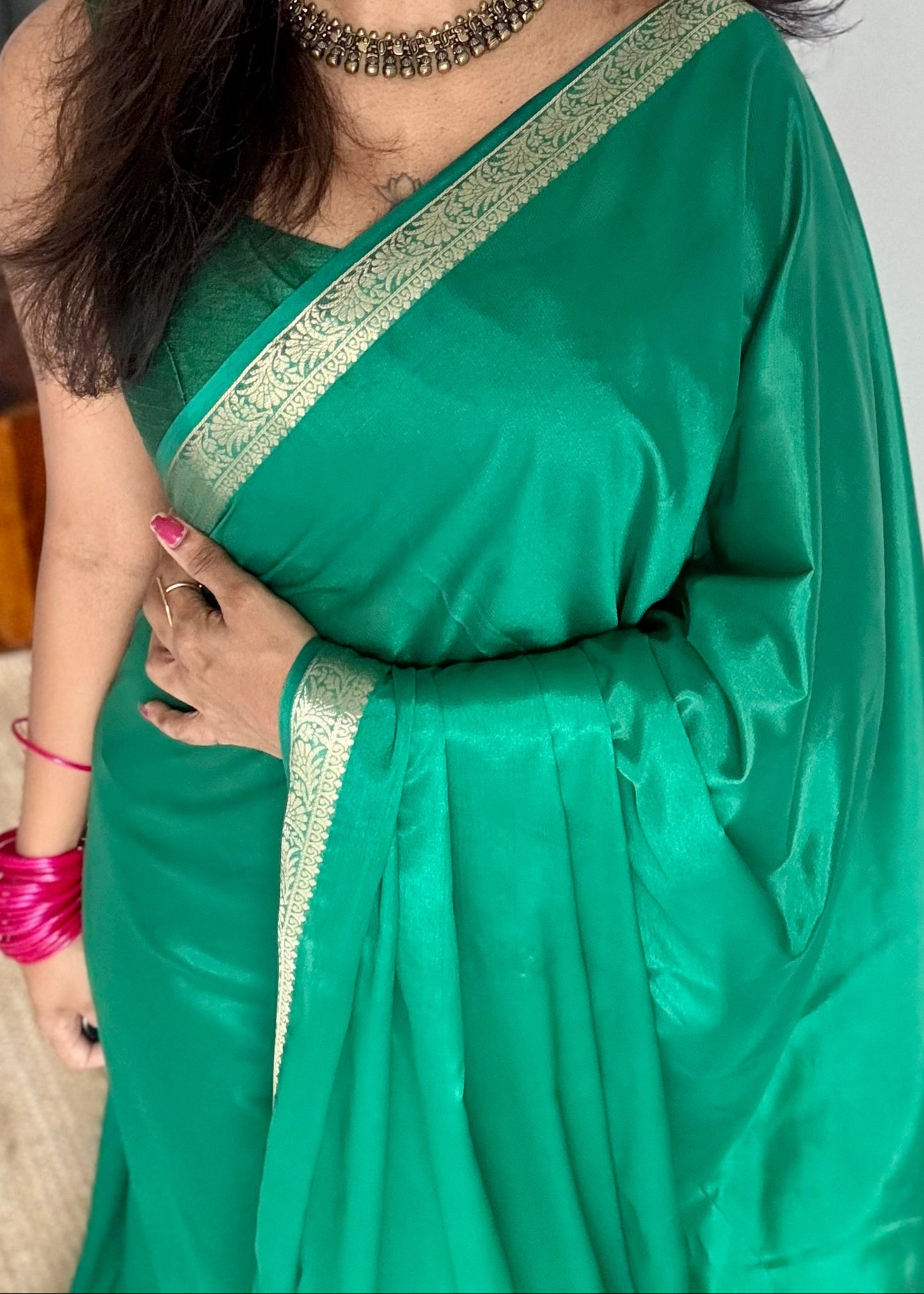 Jade green, Mysore semi-silk - YCDESE17