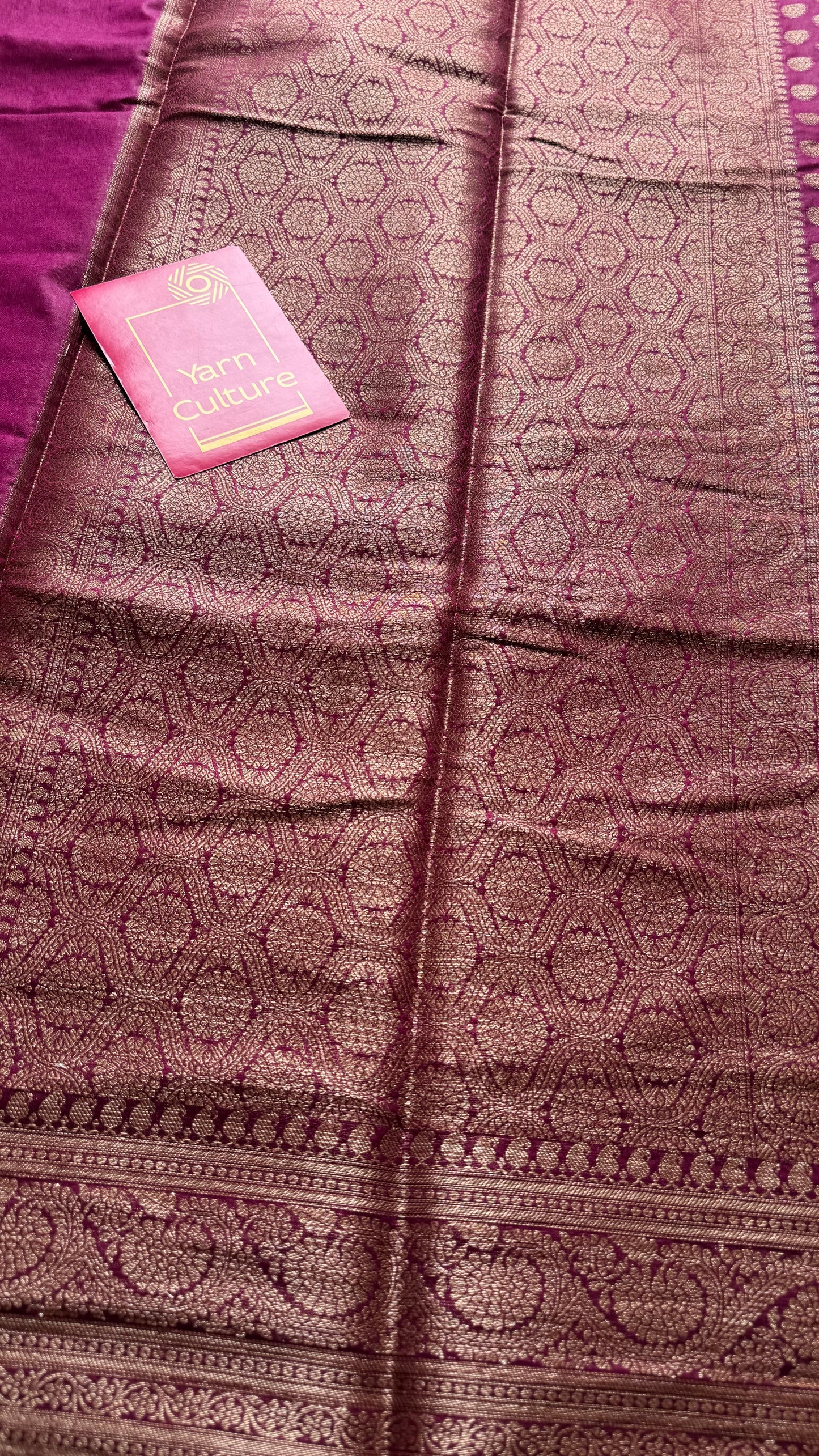 Cerise - Dark raspberry pink, antique gold zari, Banarasi semi georgette - YCBLFEGAGZ21