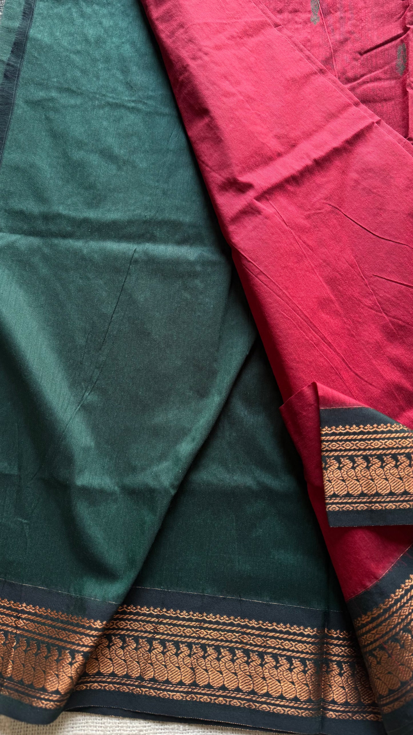 Dark red with dark green, cotton silk - YCCOTNOCKCS15