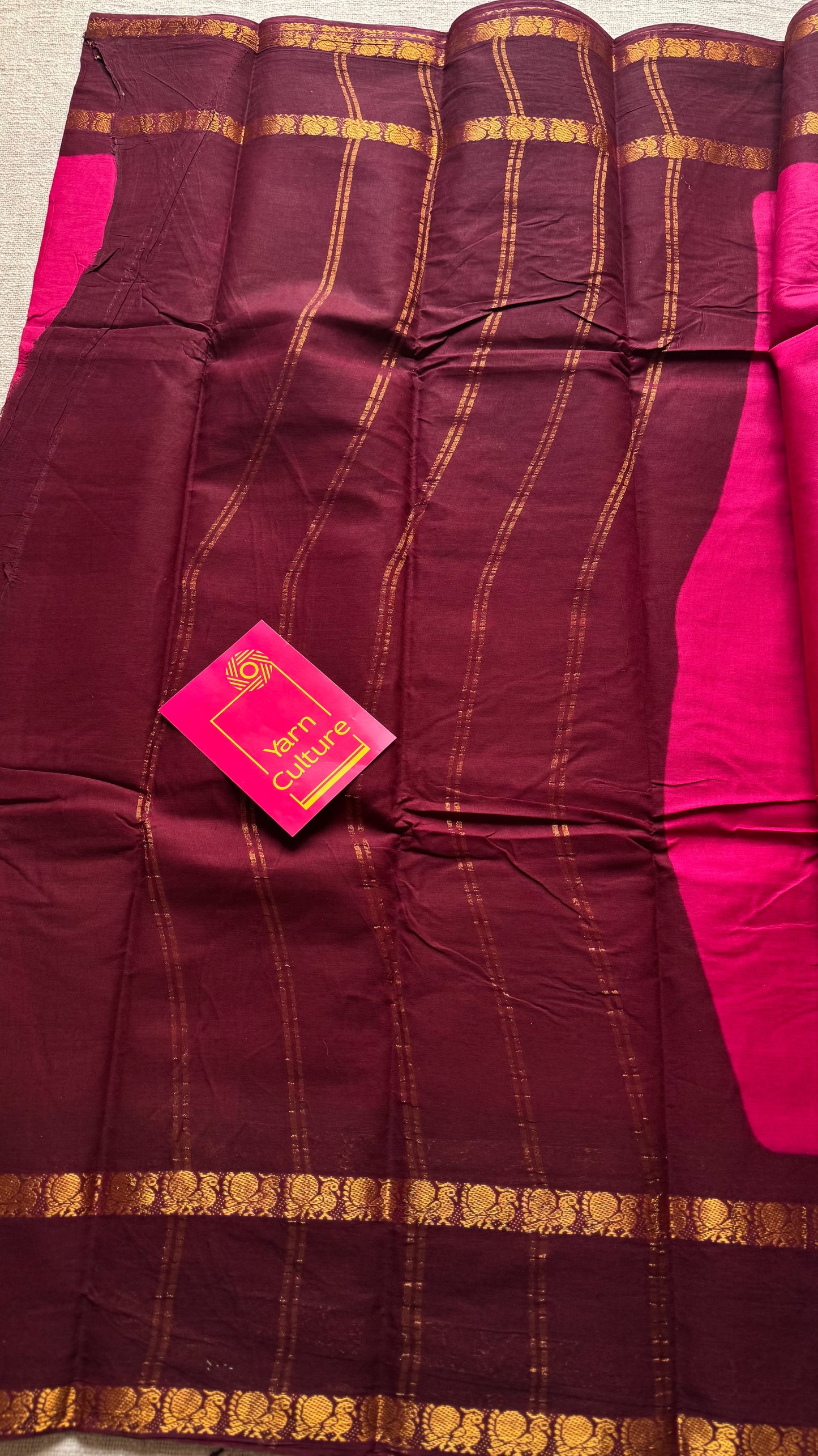 Dark pink with dark maroon sungudi, kattuchayam dyed, madurai cotton - YCCOTNOCSC14