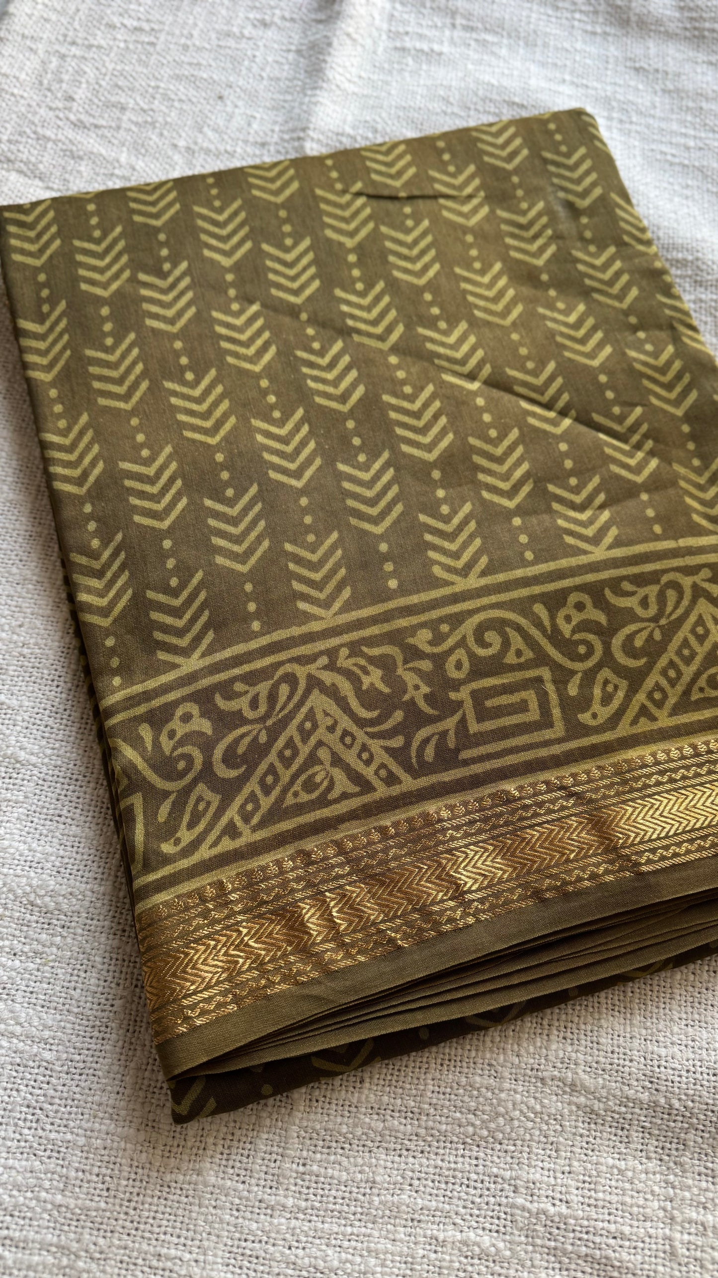 Maheshwari green, blockprinted silk cotton - YCTORNOP28