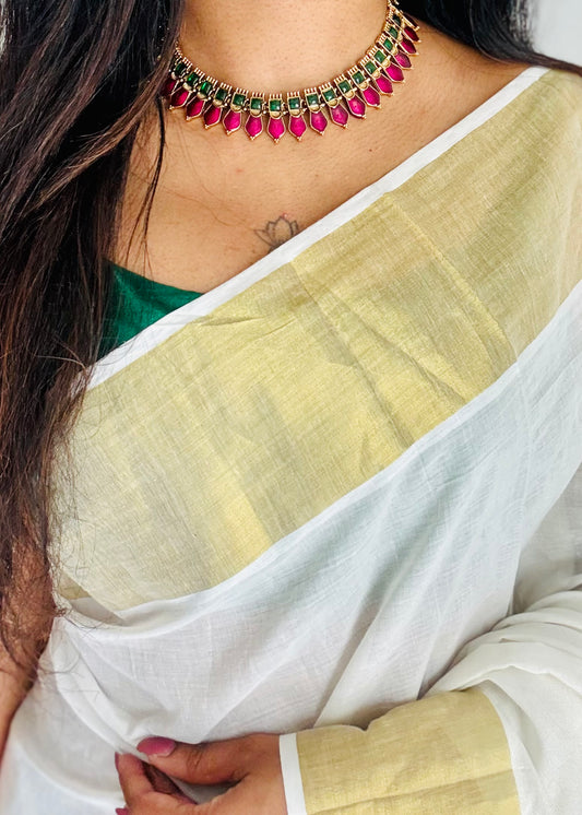Purple pink (vadamalli) nagapadam neckpiece, with earrings - YCGPNP759