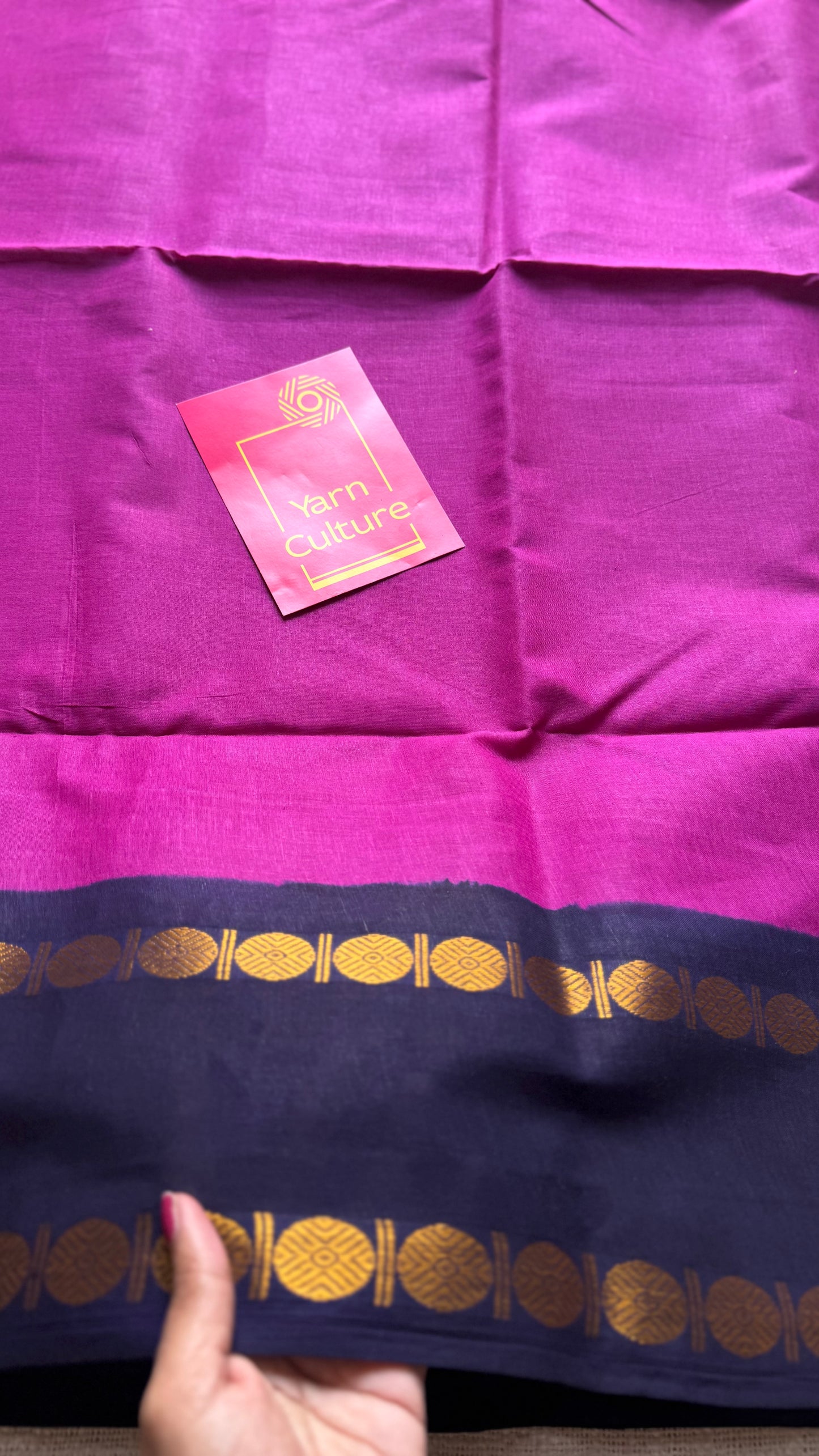 Purple pink with dark blue sungudi, kattuchayam dyed, madurai cotton - YCCOTNOCSC15