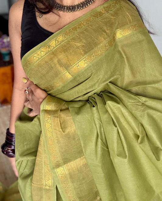 Light green kattuchayam dyed madurai soft cotton - YCCOTNSUDE141