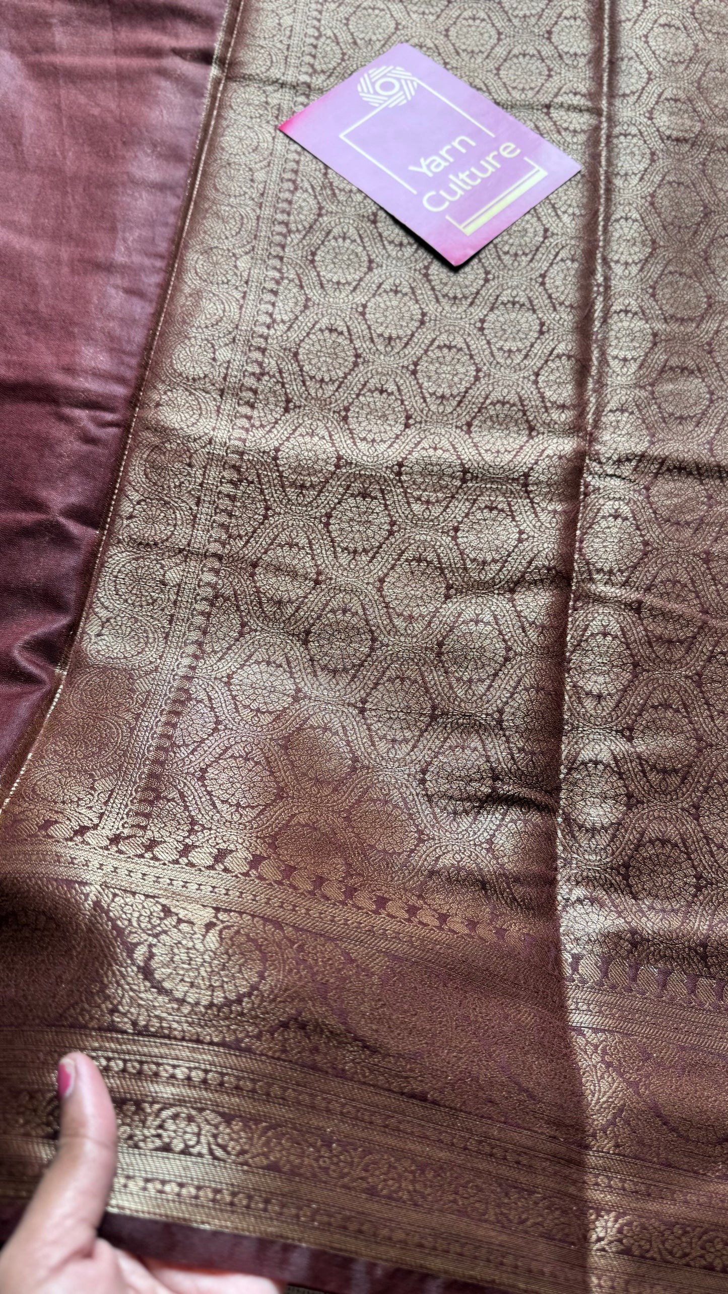 Mocha - Dark brown, antique gold zari, Banarasi semi georgette - YCBLFEGAGZ15