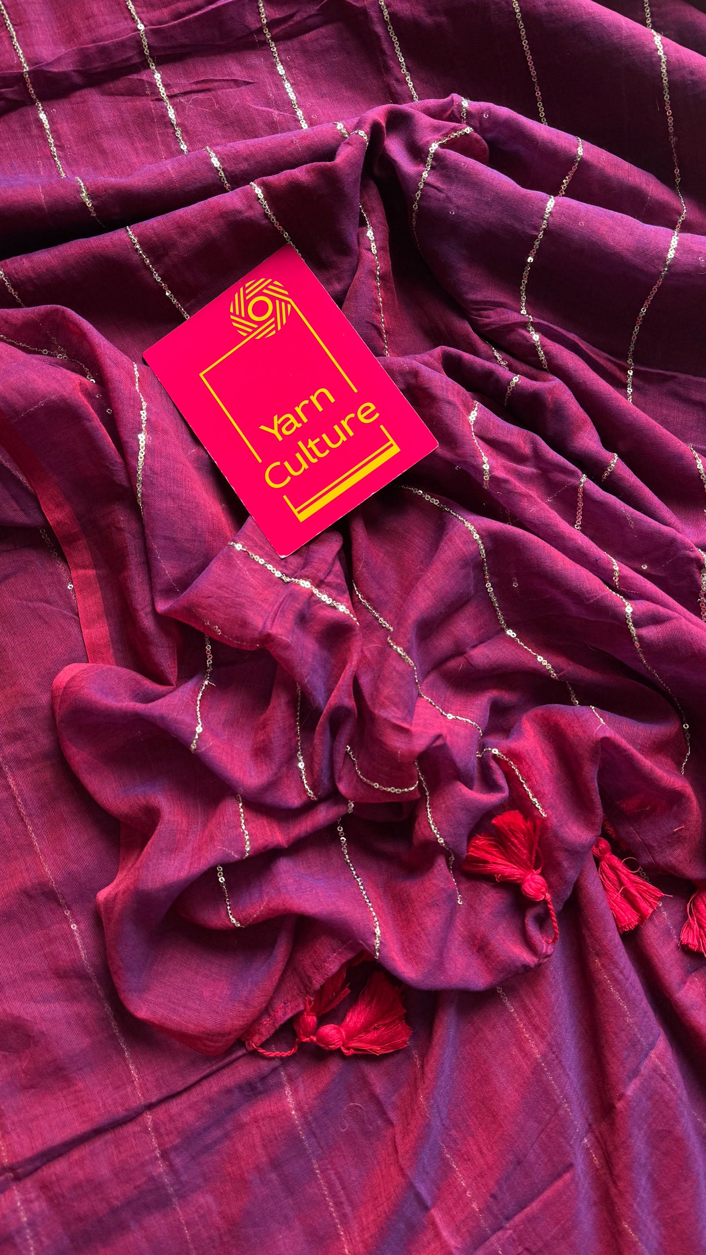 Grape wine dual tone mul with silver sequins - YCBCMCLSE58