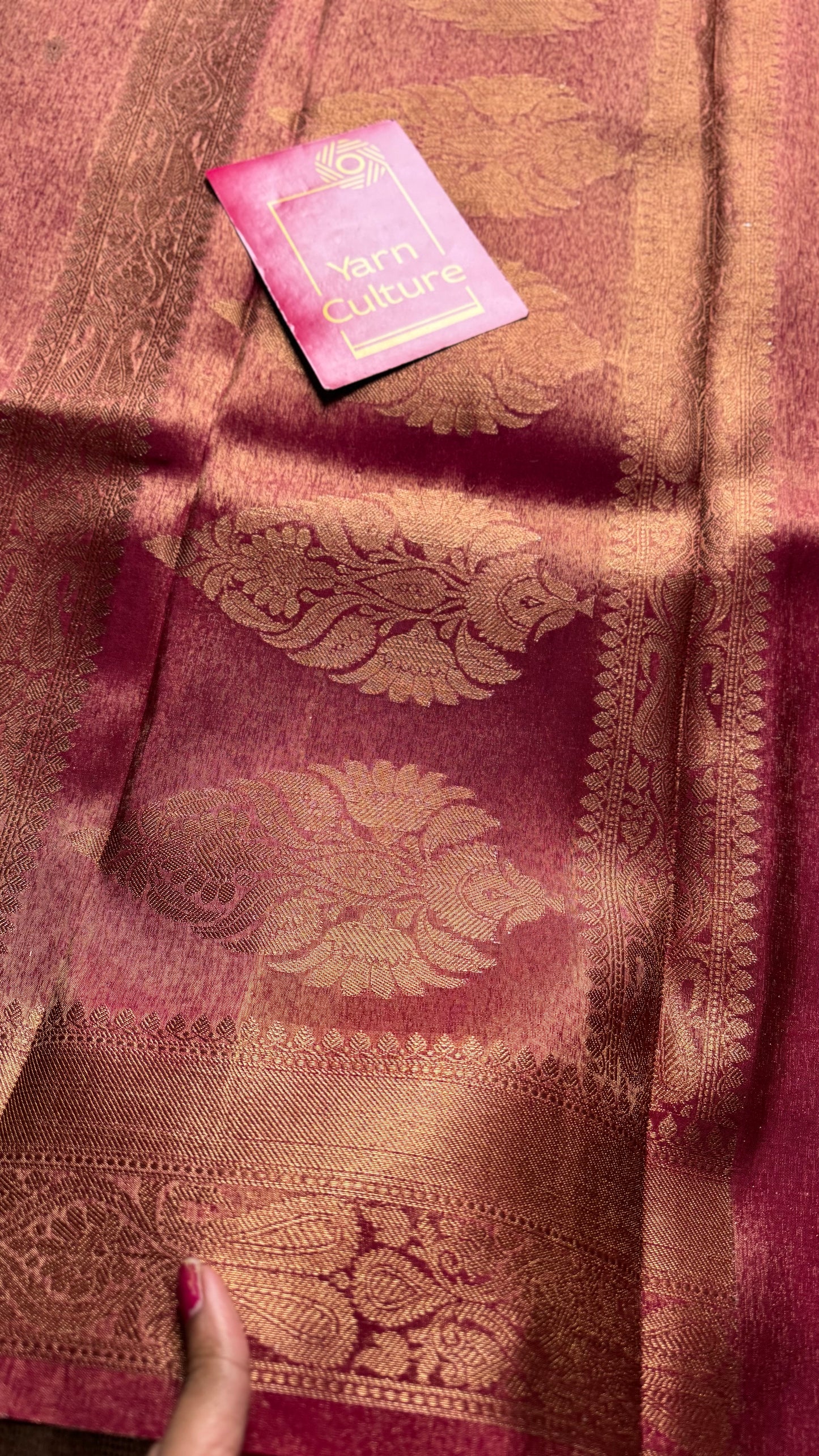 Red with gold dual tone, Banarasi tissue silk - YCDESE06