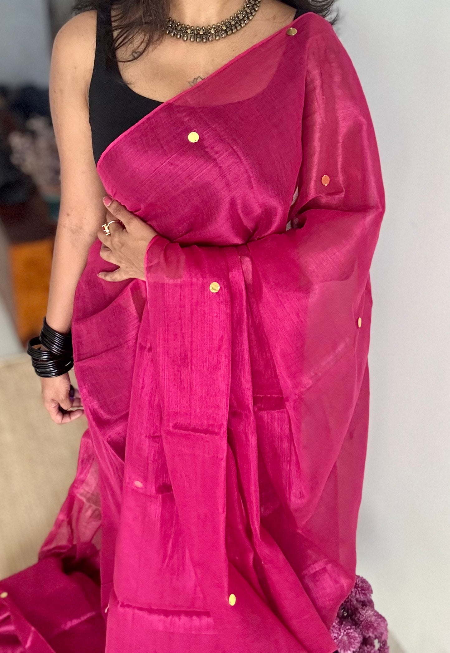 Hot pink, gold sequins, soft mul tissue - YCBCFEMCM32