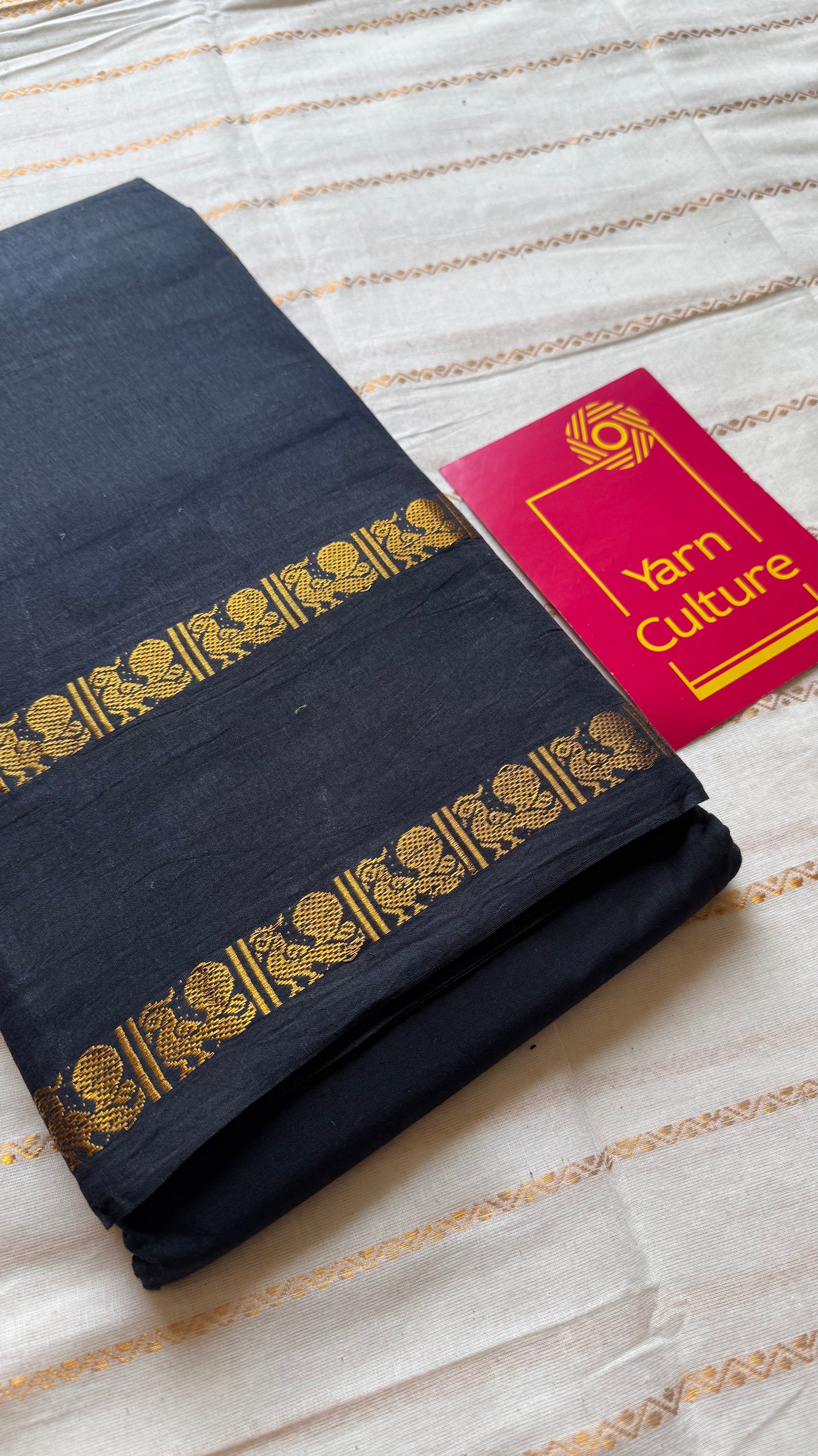 Black rettaipettu peacock gap border, kattuchayam dyed madurai cotton saree - YCCOTNMSAP100