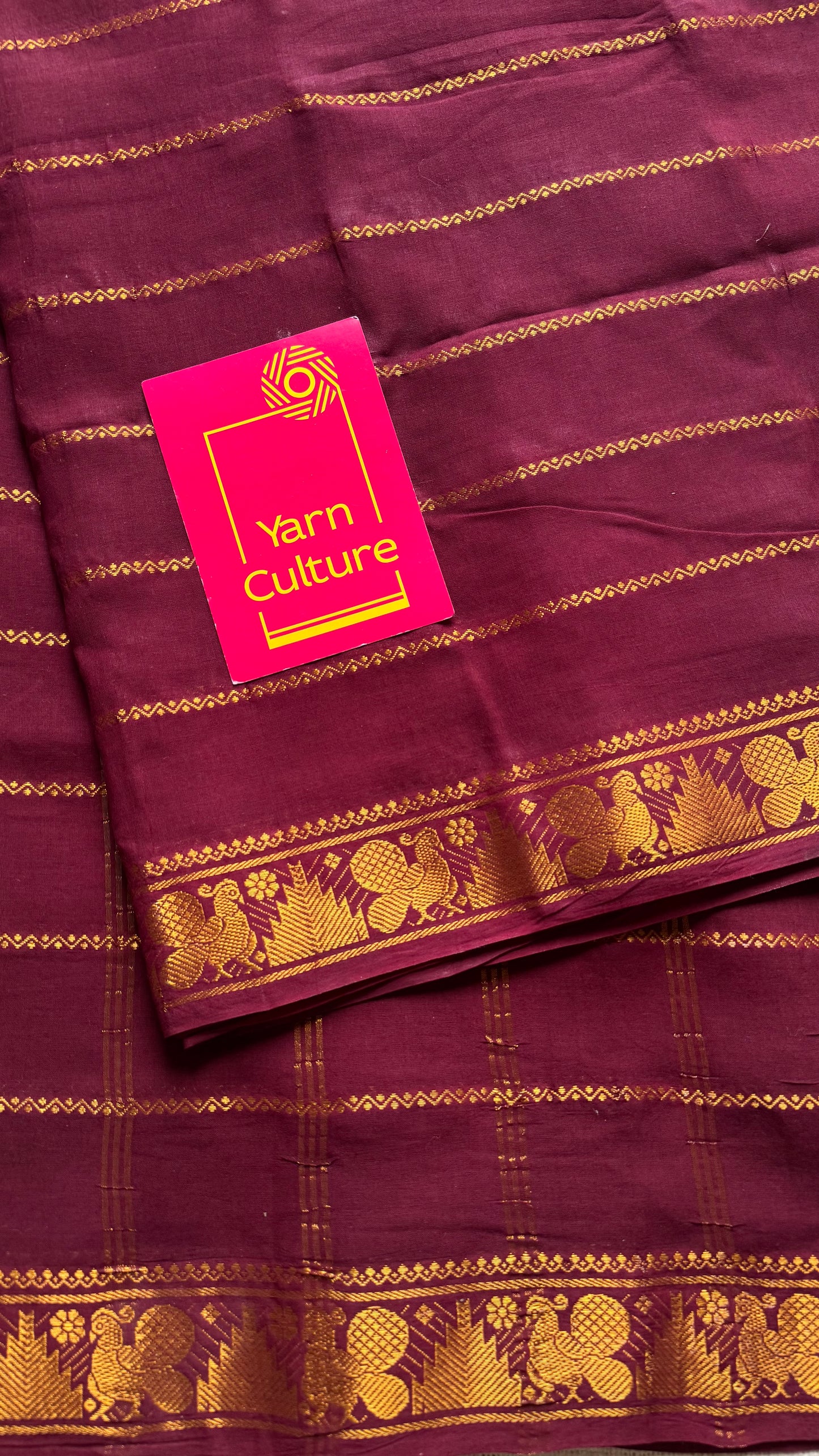 Maroon veldhaari, kattuchayam dyed, madurai cotton - YCCOTNSEMS86
