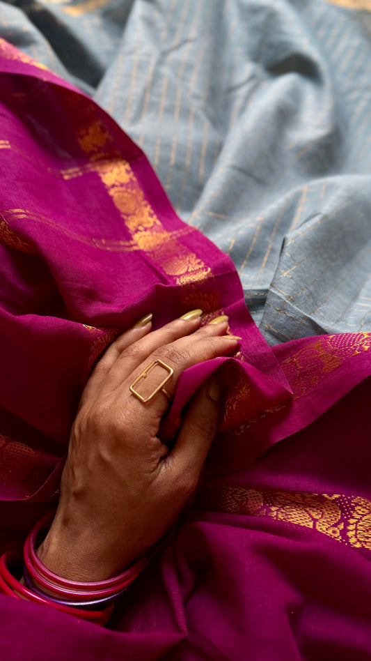 Mallinila (மல்லிநிலா): vaadamalli purple pink with grey, sungudi cotton - YCENOID13