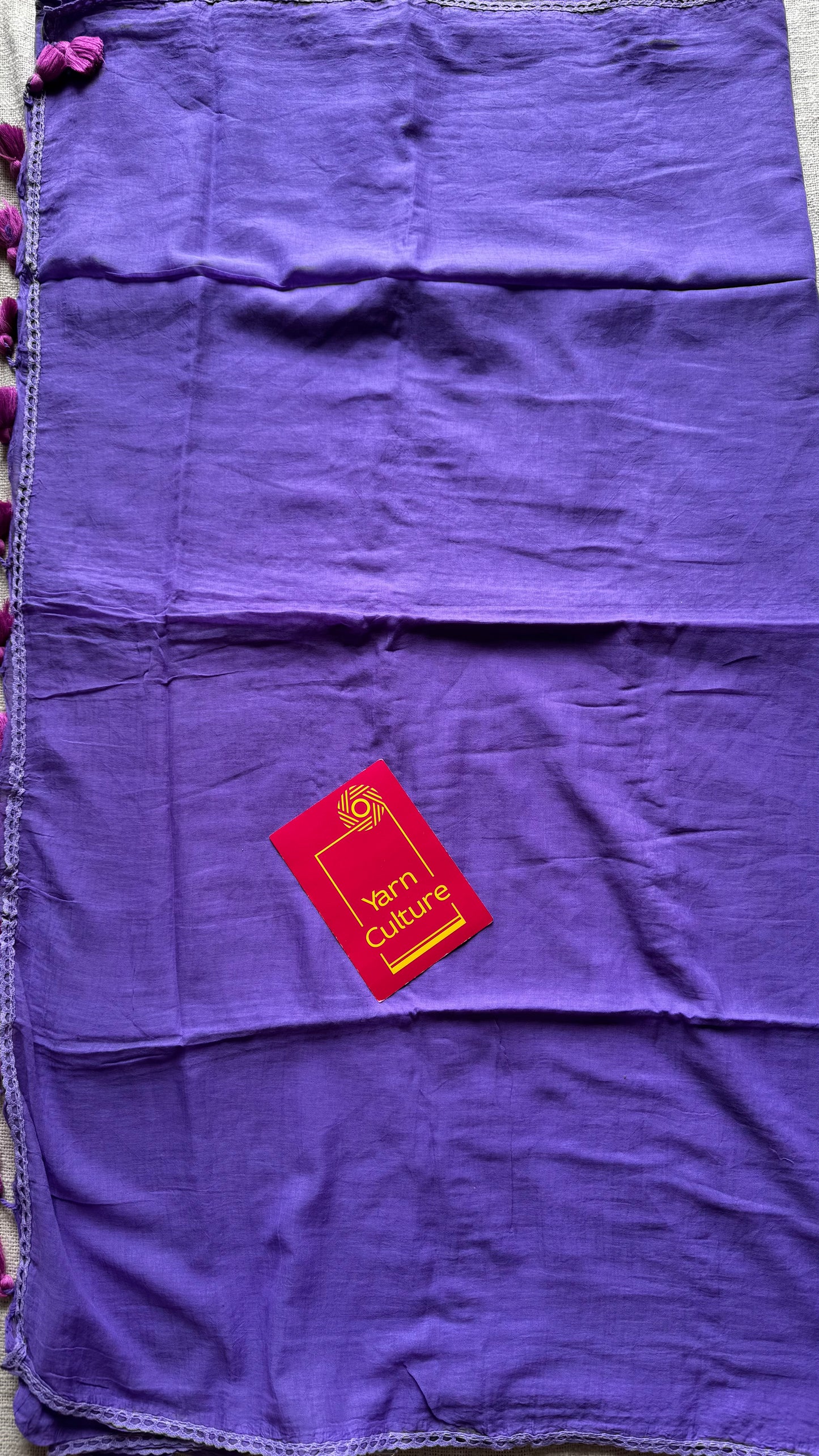 Lilac plain mul with lace border - YCBCMCLSE04