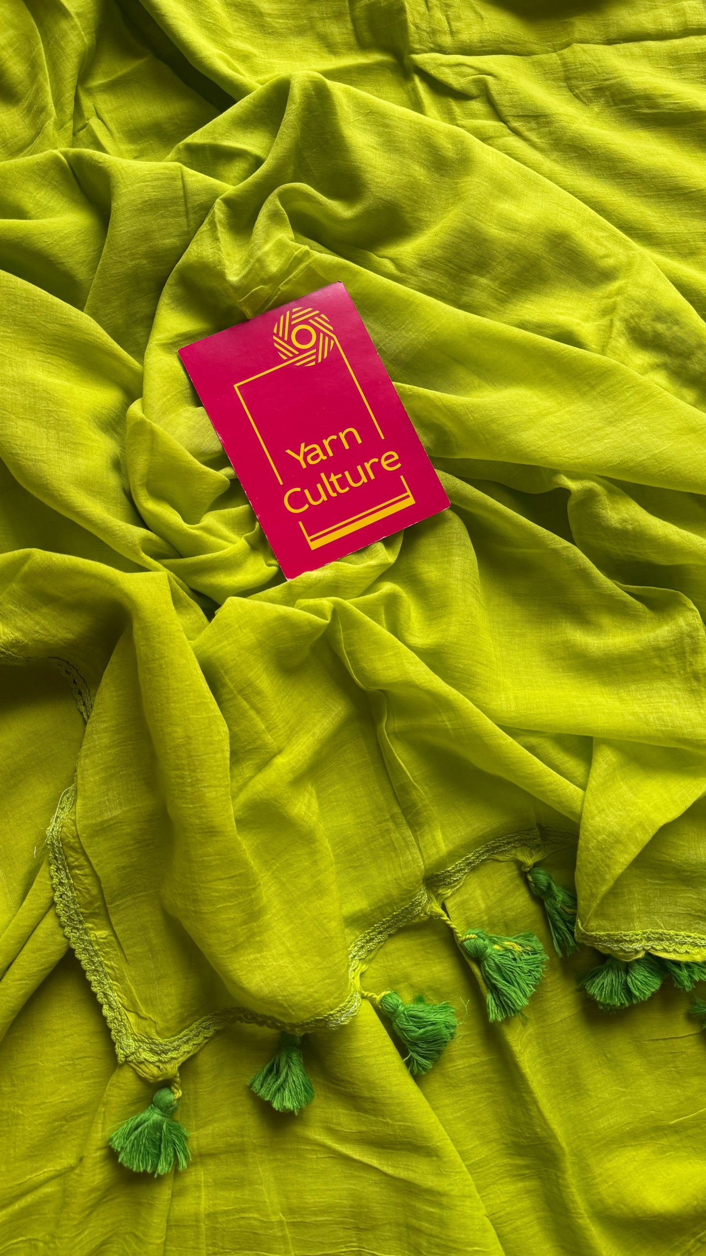 Lime green plain mul with lace border - YCBCMCLSE03