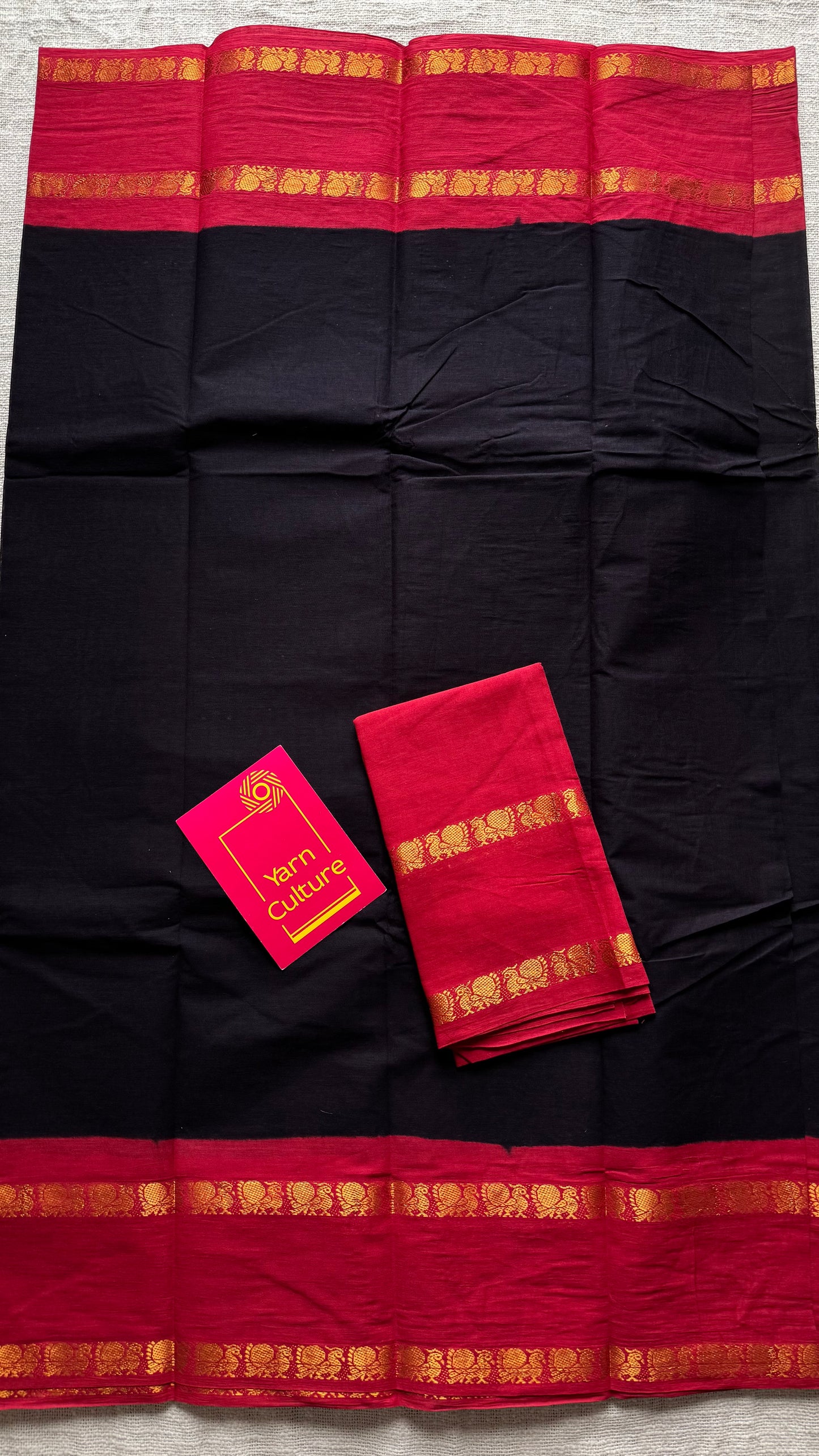 Black with red, rettaipettu sungudi, soft cotton - YCCOTNJSUN05