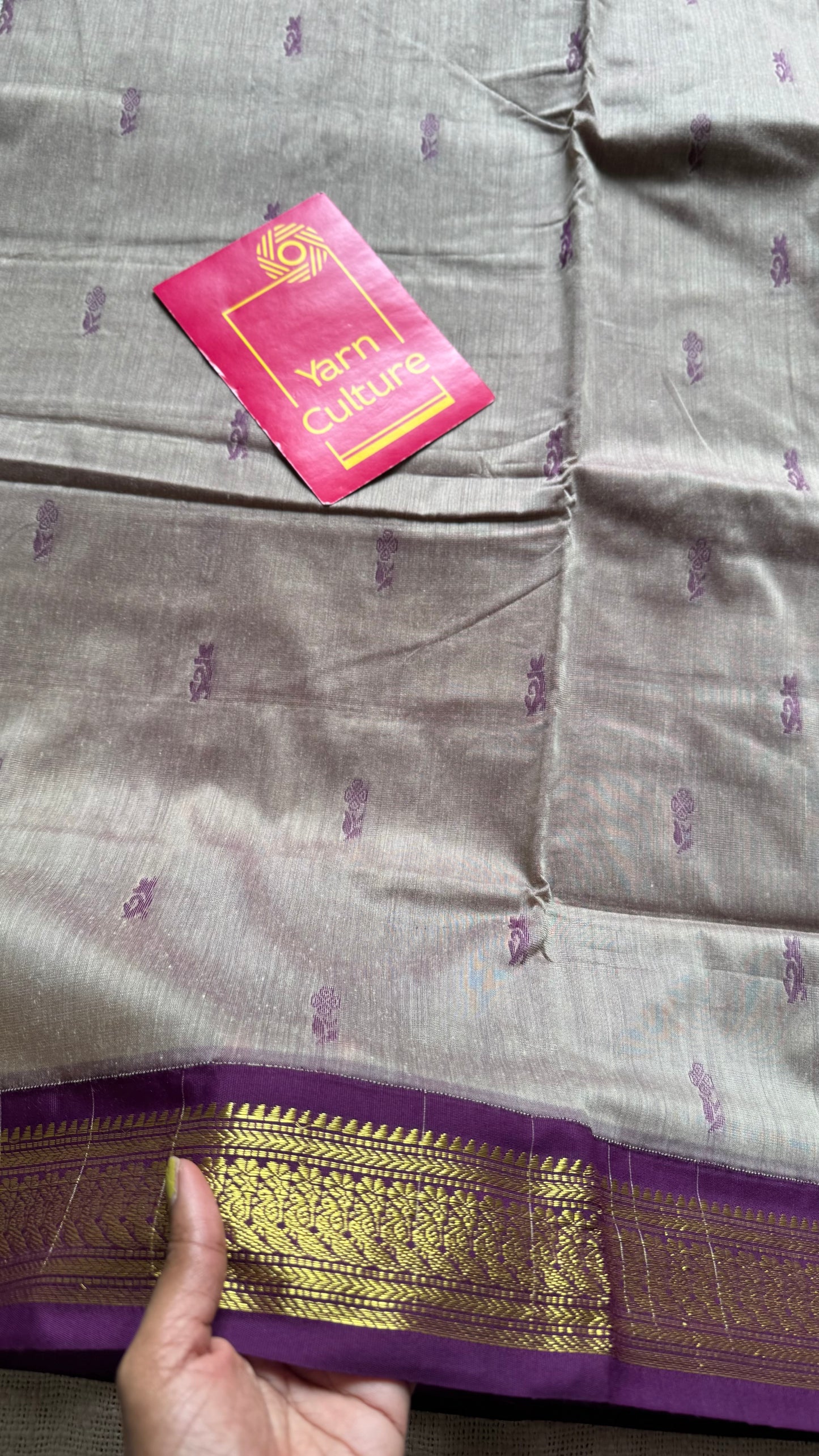 Grey with purple - cotton silk - YCCOTNSEKCS03
