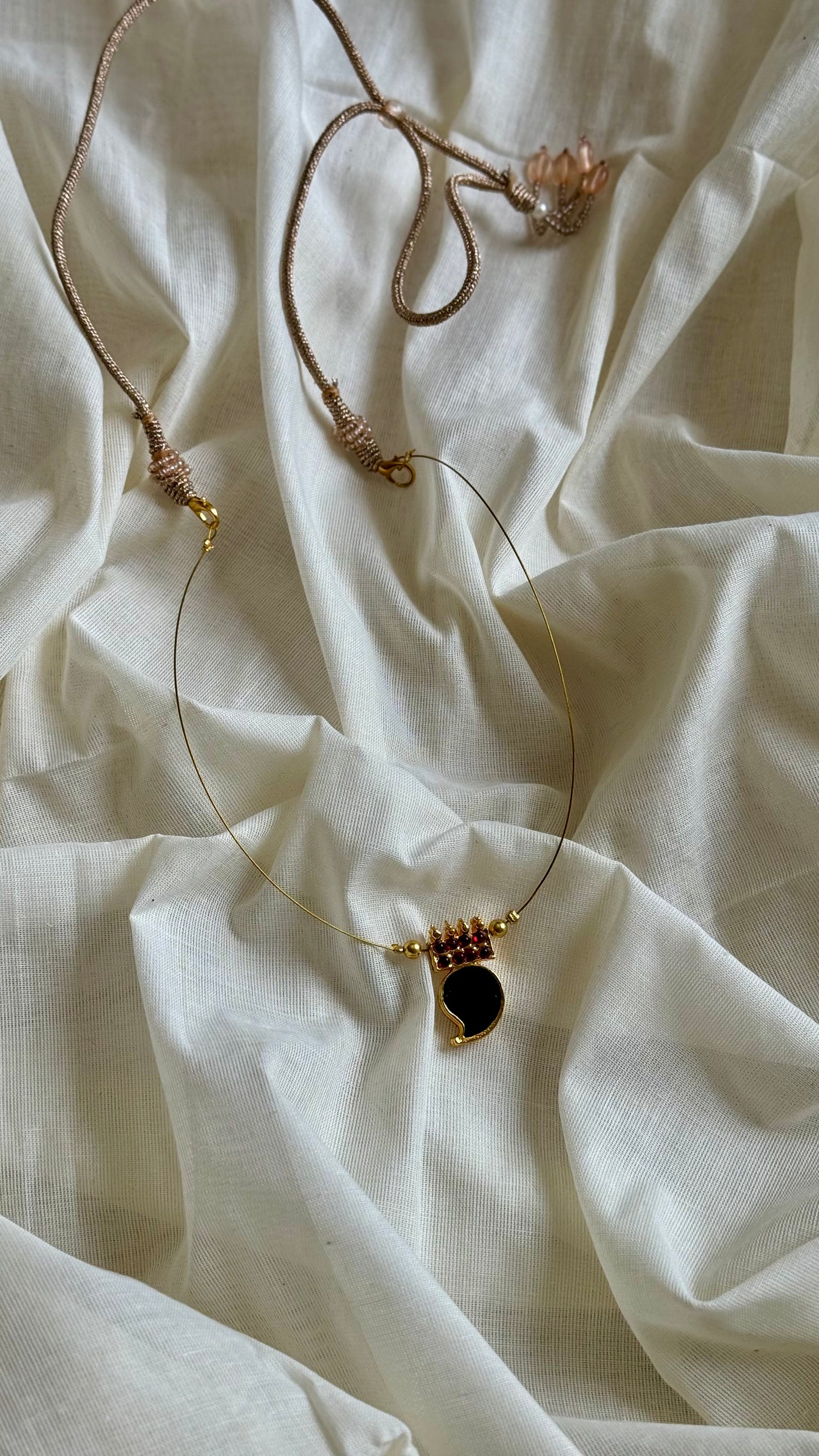 Single mango palakka pendant in invisible chain - YCAGC102