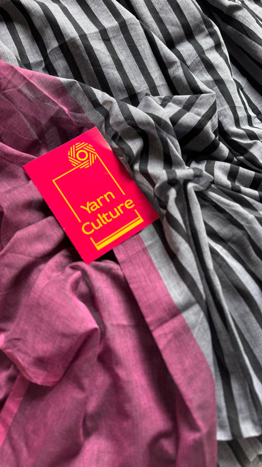 Black Mist - Pink and black stripes, mul cotton - YCBCAUWSM01