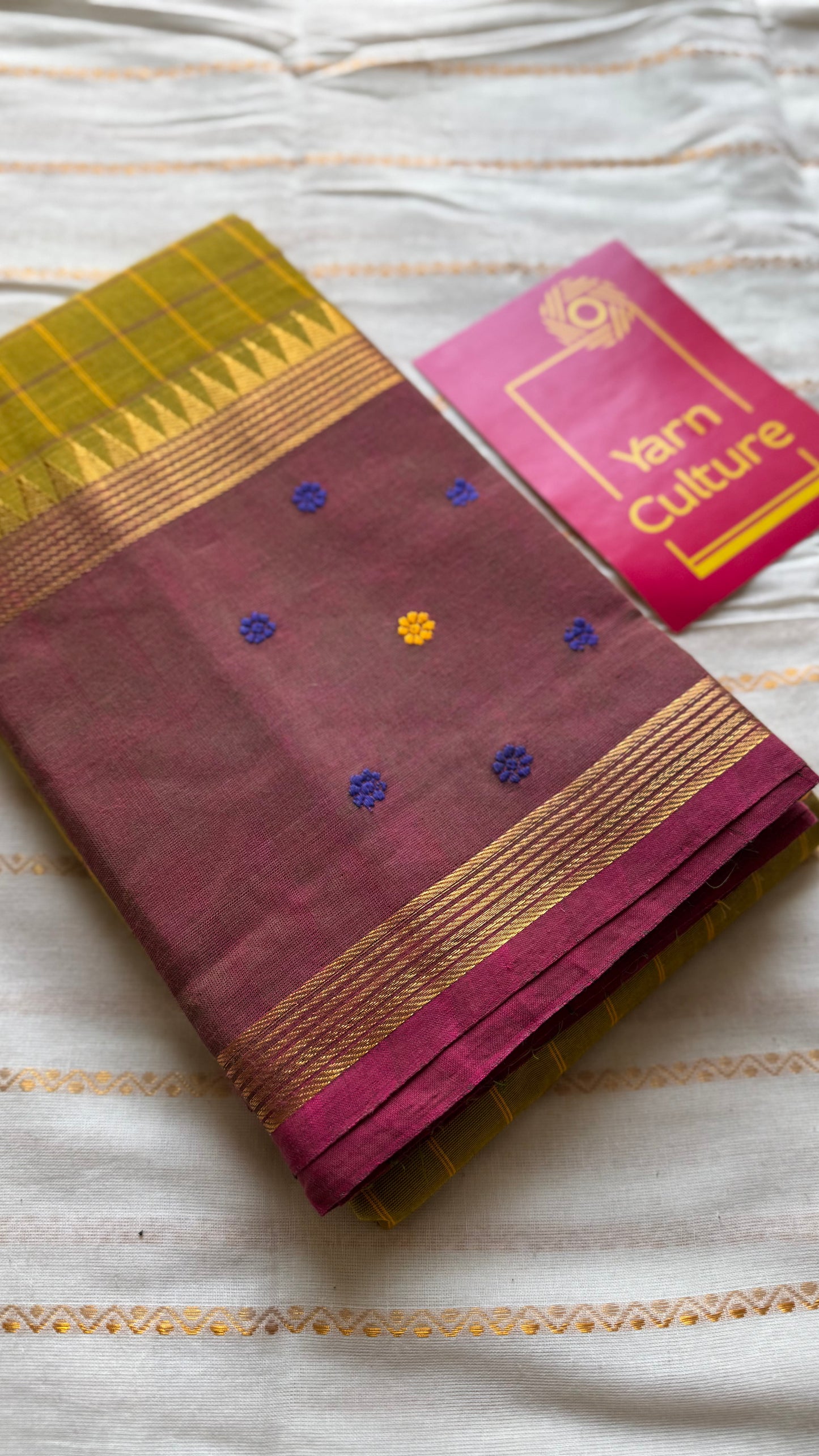 Light green and dark copper rose contrast, checkered Chettinad cotton saree - YCCOTNMA267