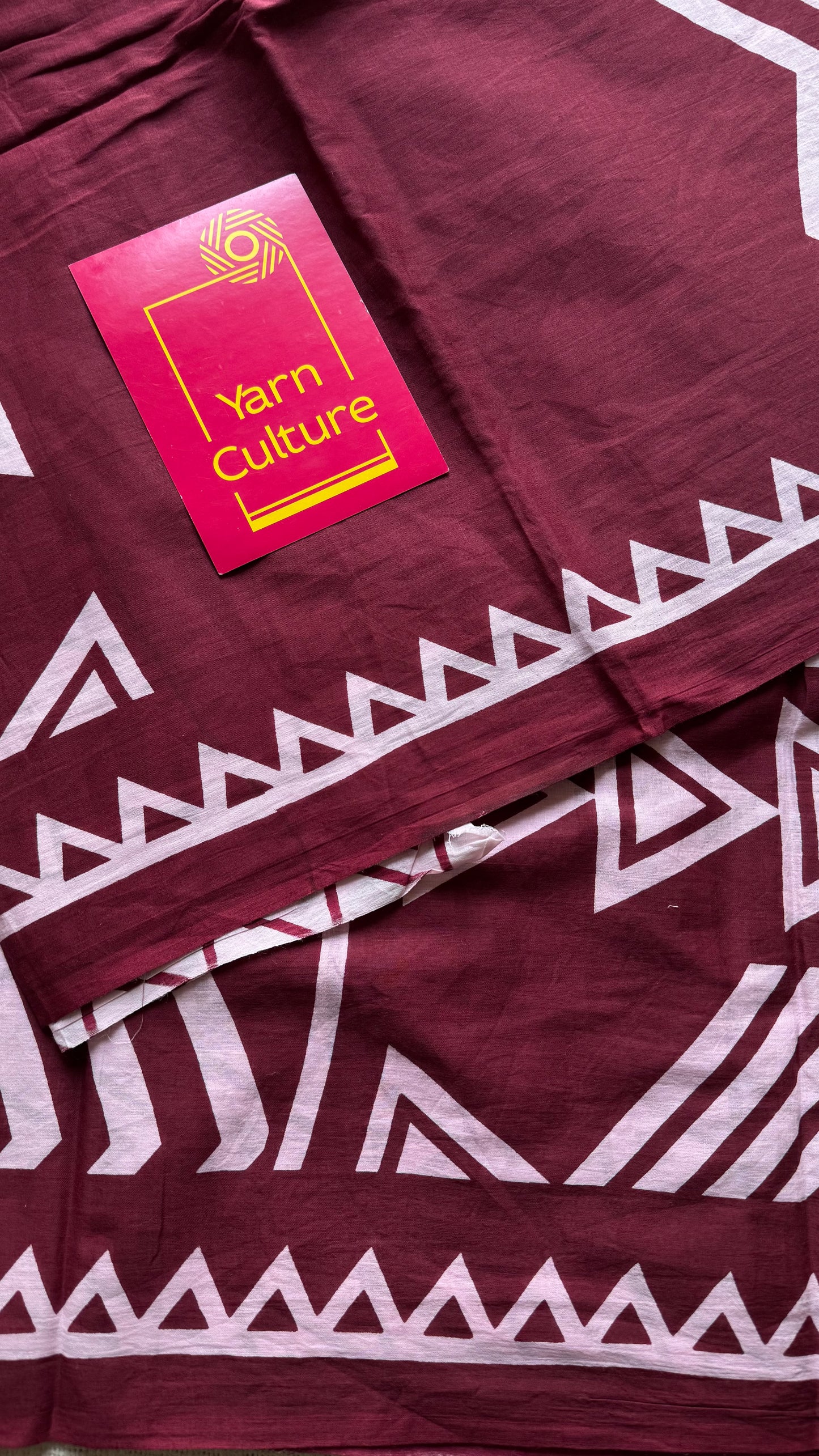 Maroon with white geometric prints, soft cotton - YCTORCMA01
