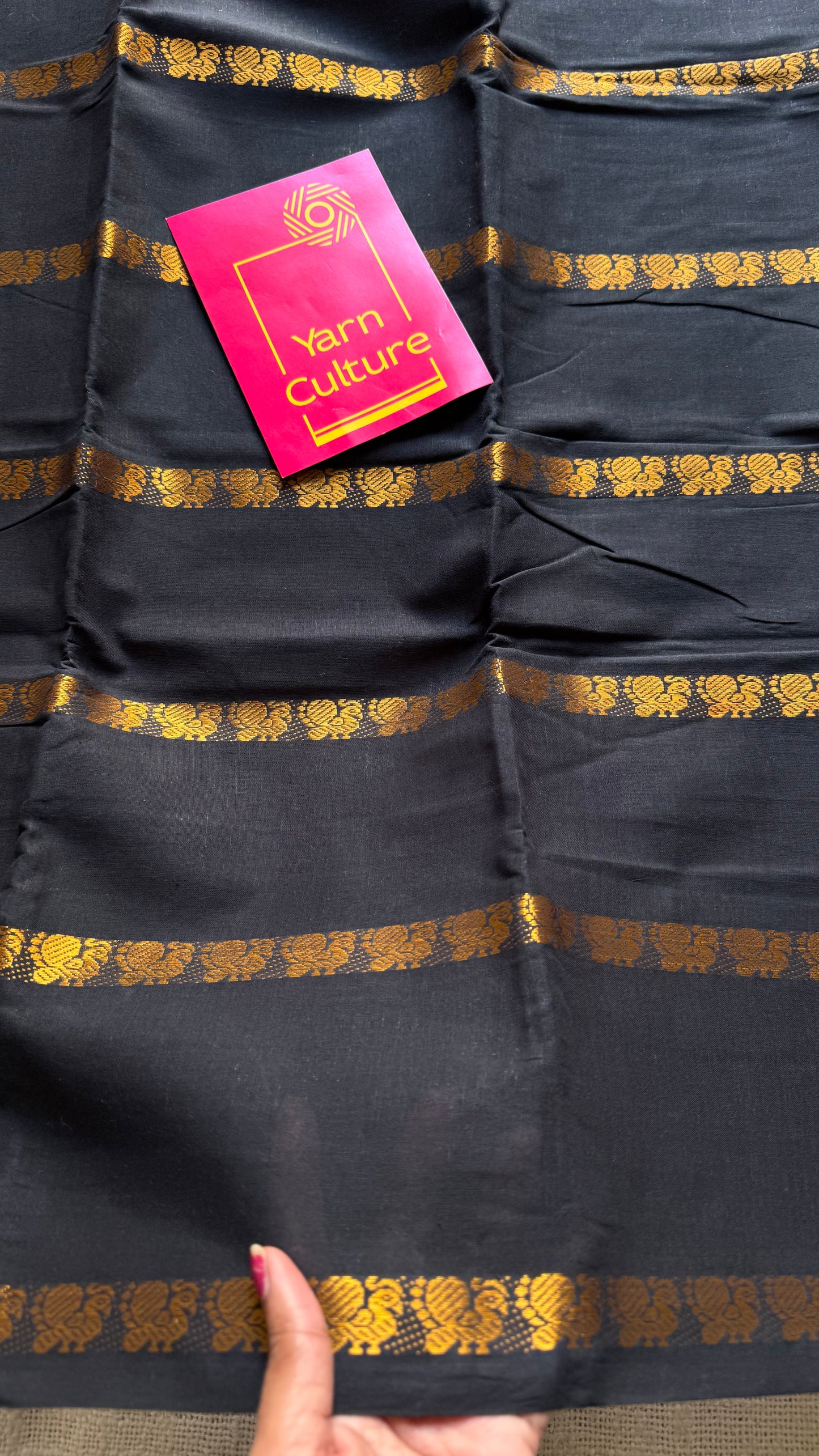 Black, peacock motif sungudi cotton - YCCOTNOCSC54