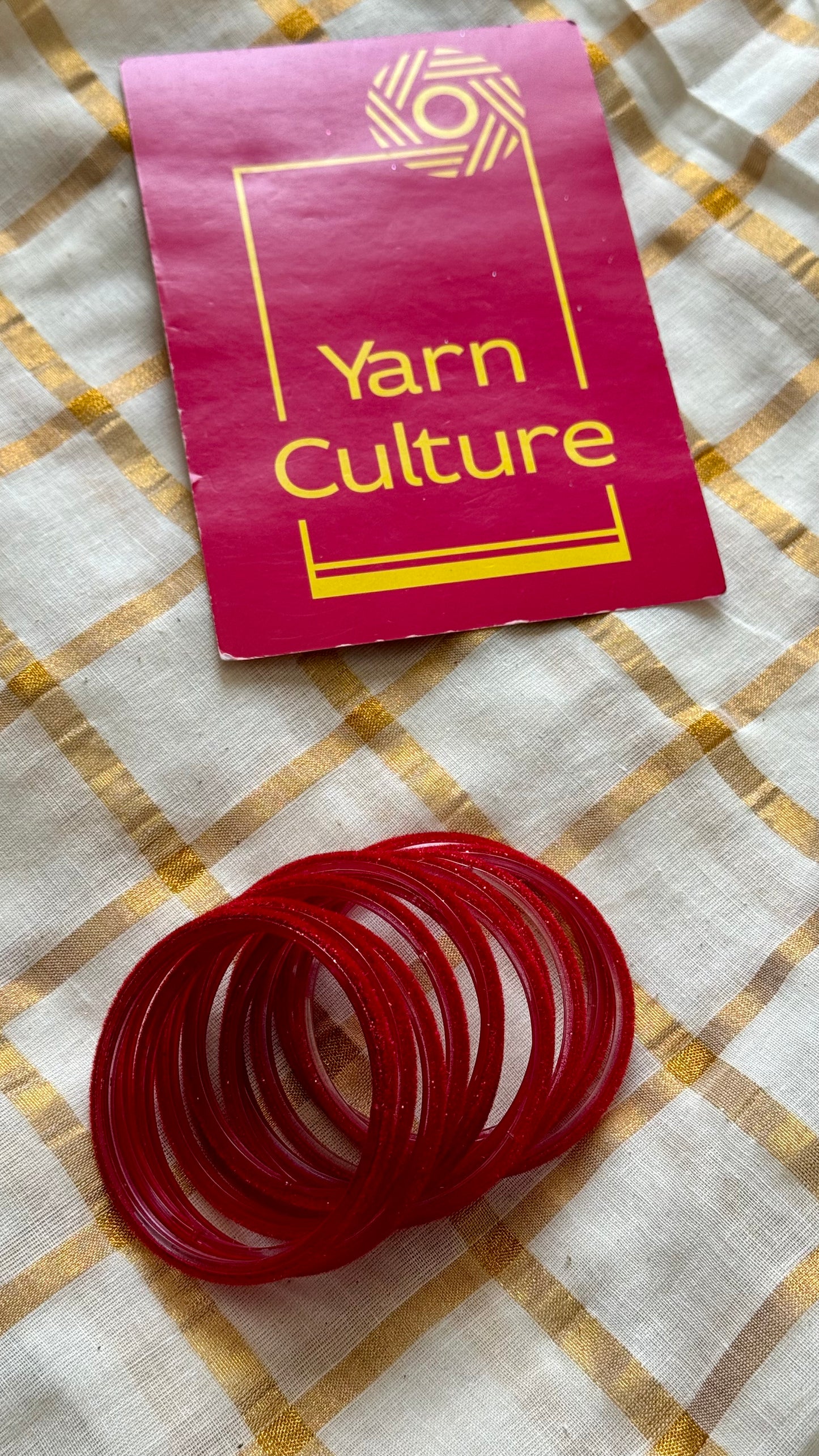 Chilli red velvet glass bangles, set of 12 - YCBANGL365