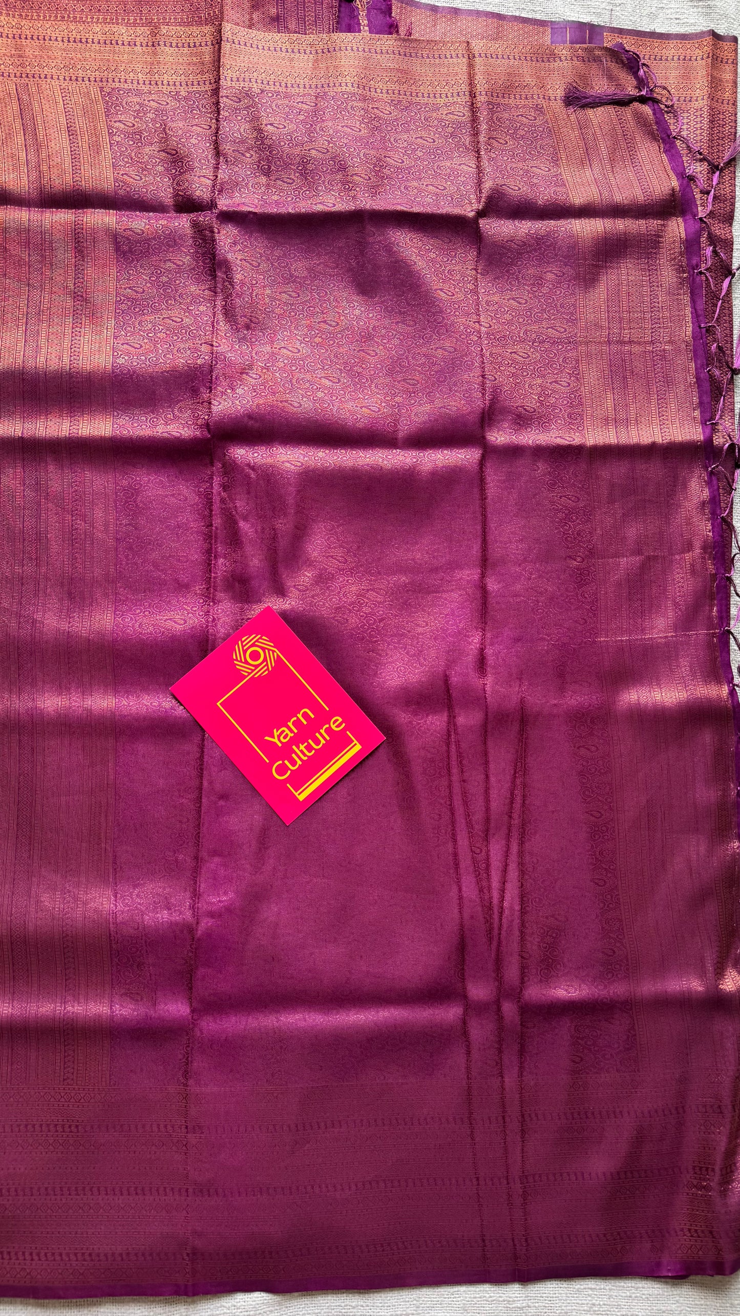 Wine, antique gold zari, semi-silk - YCDOSOCSS05